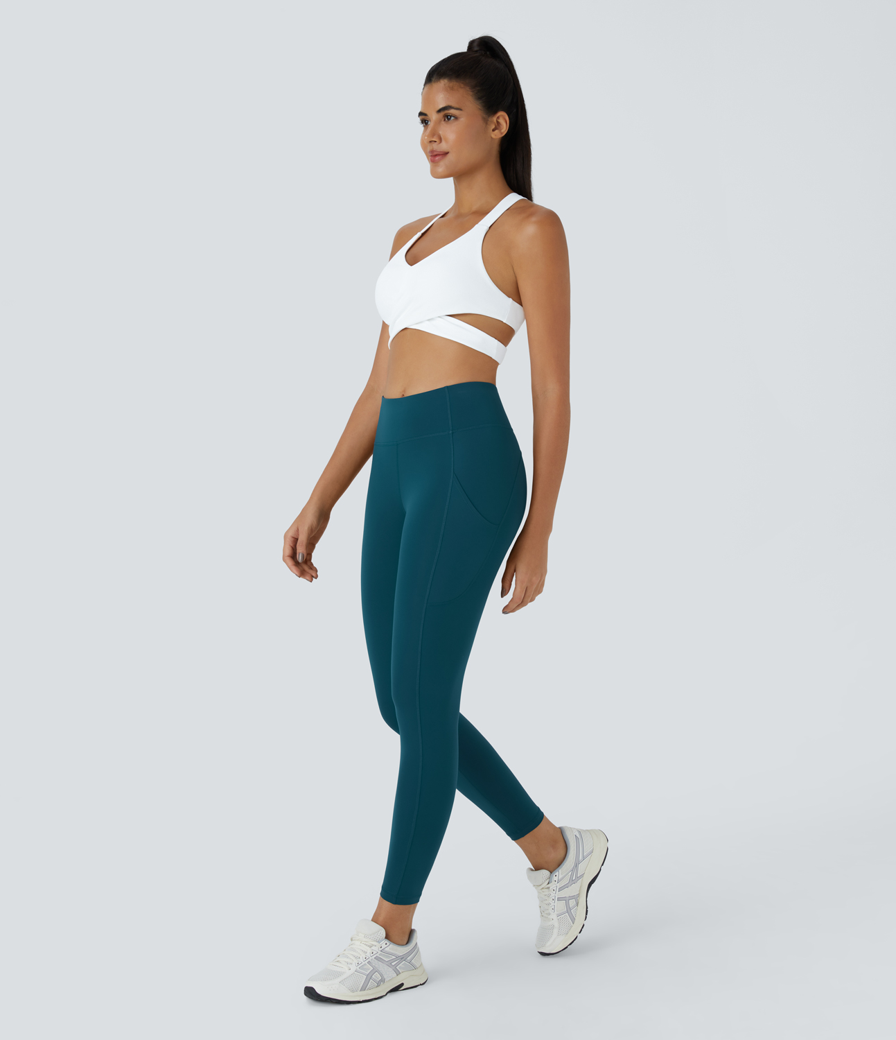 Halara High Waisted Side Pocket 7/8 Leggings  - Oxford Blue - L gym leggings leggings with pockets leggings with butt lift 