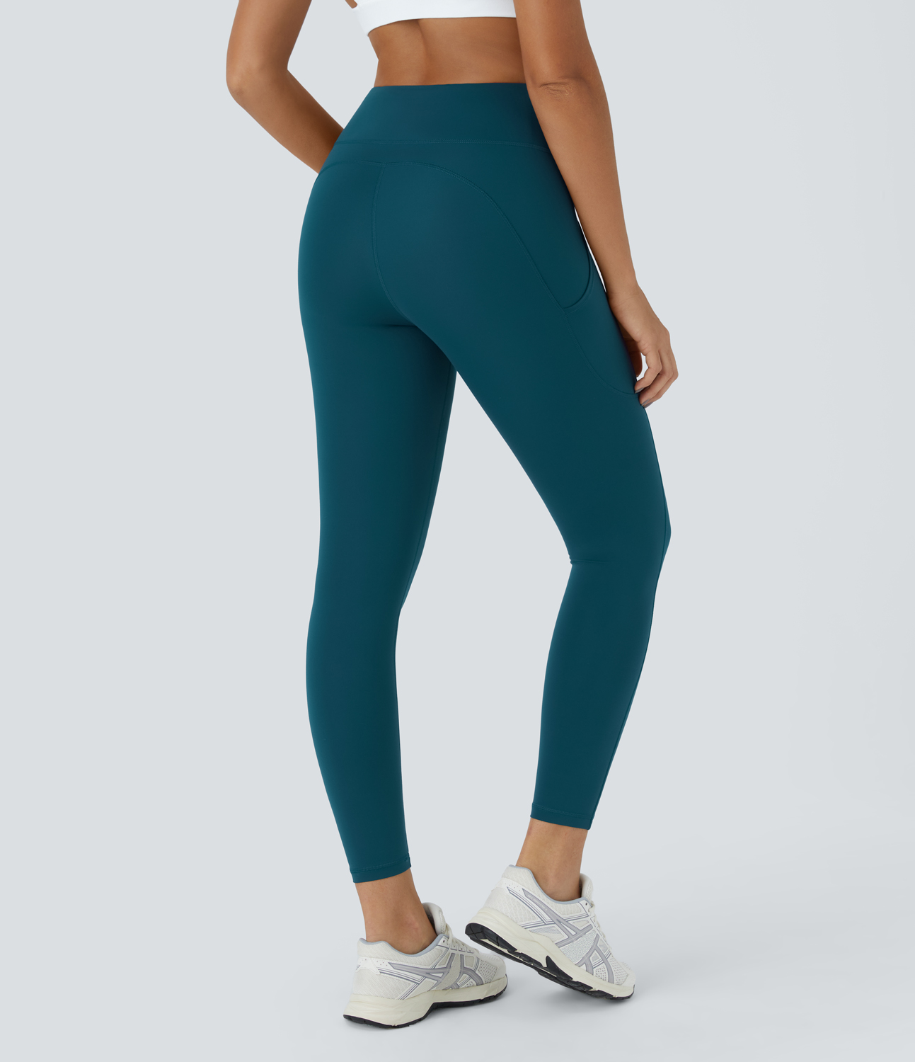 Halara High Waisted Side Pocket 7/8 Leggings  - Oxford Blue - L gym leggings leggings with pockets leggings with butt lift 