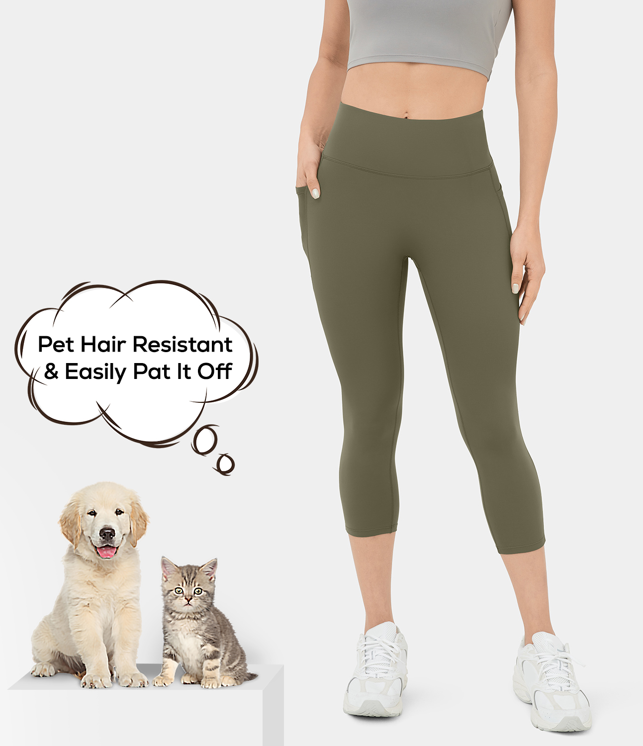 Women's Patitoff™ Pet Hair Resistant High Waisted Side Pocket Capri