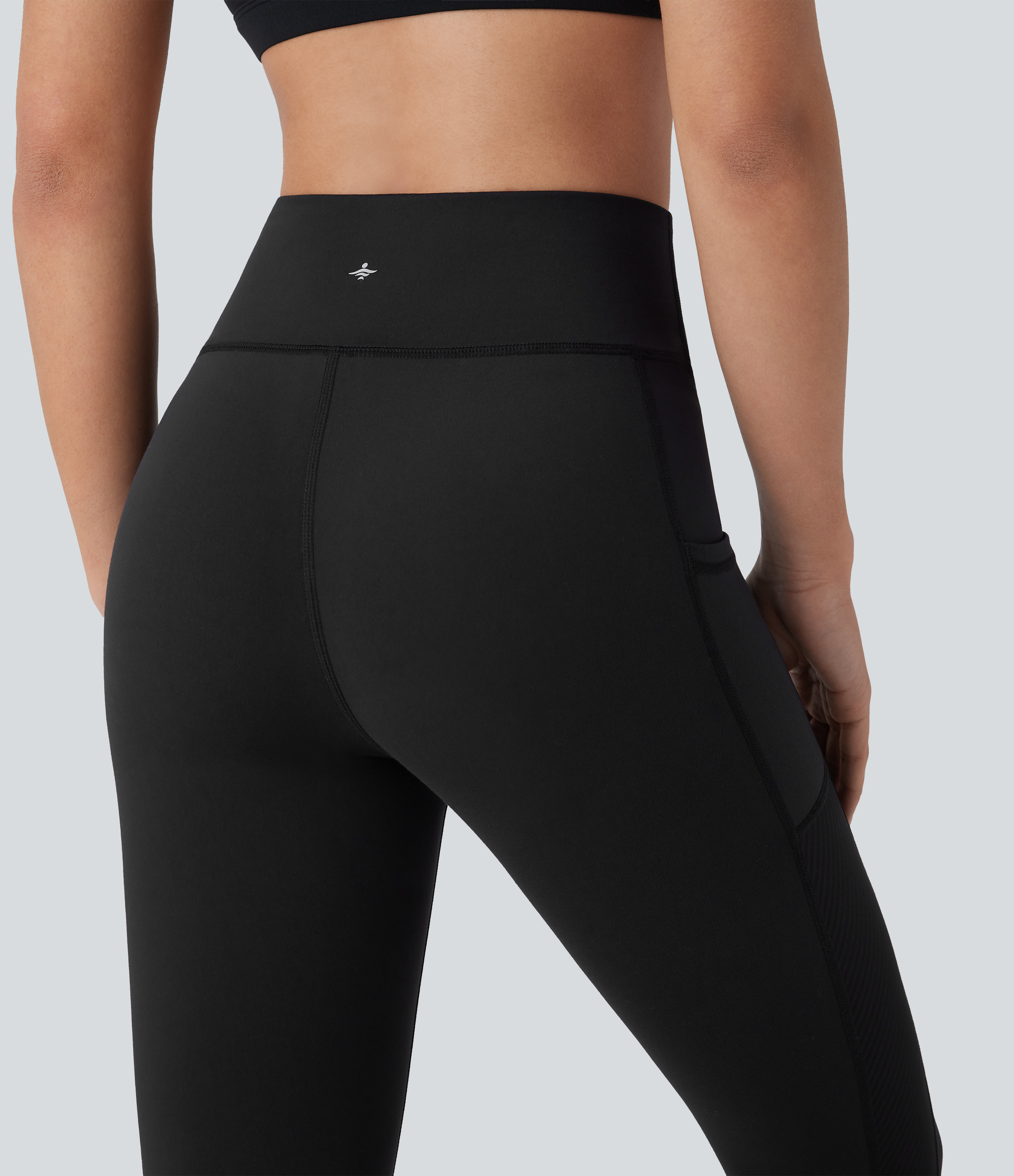 Halara Softlyzeroв„ў Plush High Waisted Side Pocket Contrast Mesh 7/8 Yoga Leggings  - Black - S(7/8) gym leggings leggings with pockets 