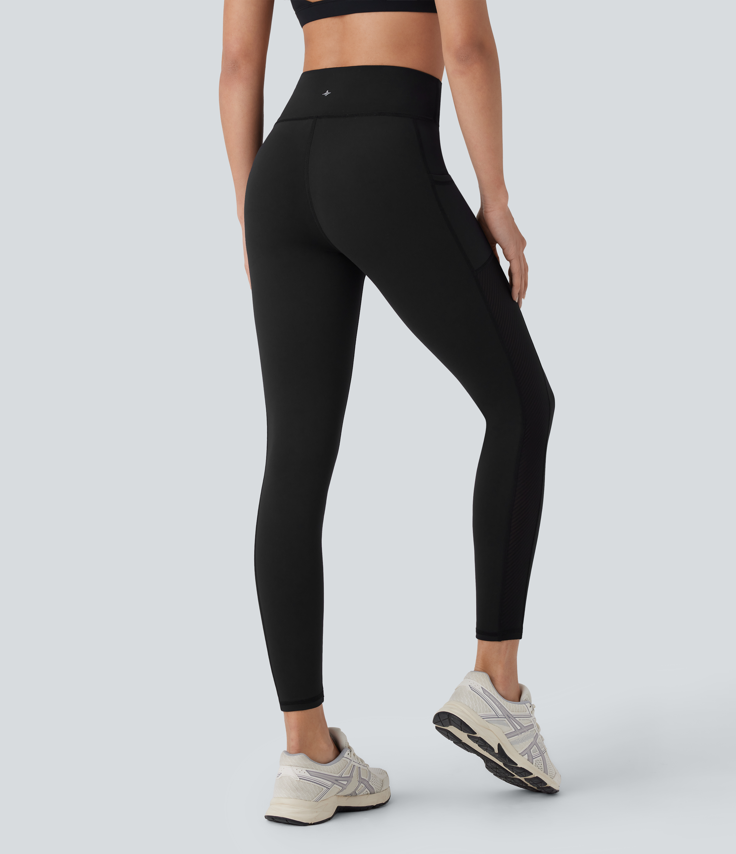 Halara Softlyzeroв„ў Plush High Waisted Side Pocket Contrast Mesh 7/8 Yoga Leggings  - Black - S(7/8) gym leggings leggings with pockets 
