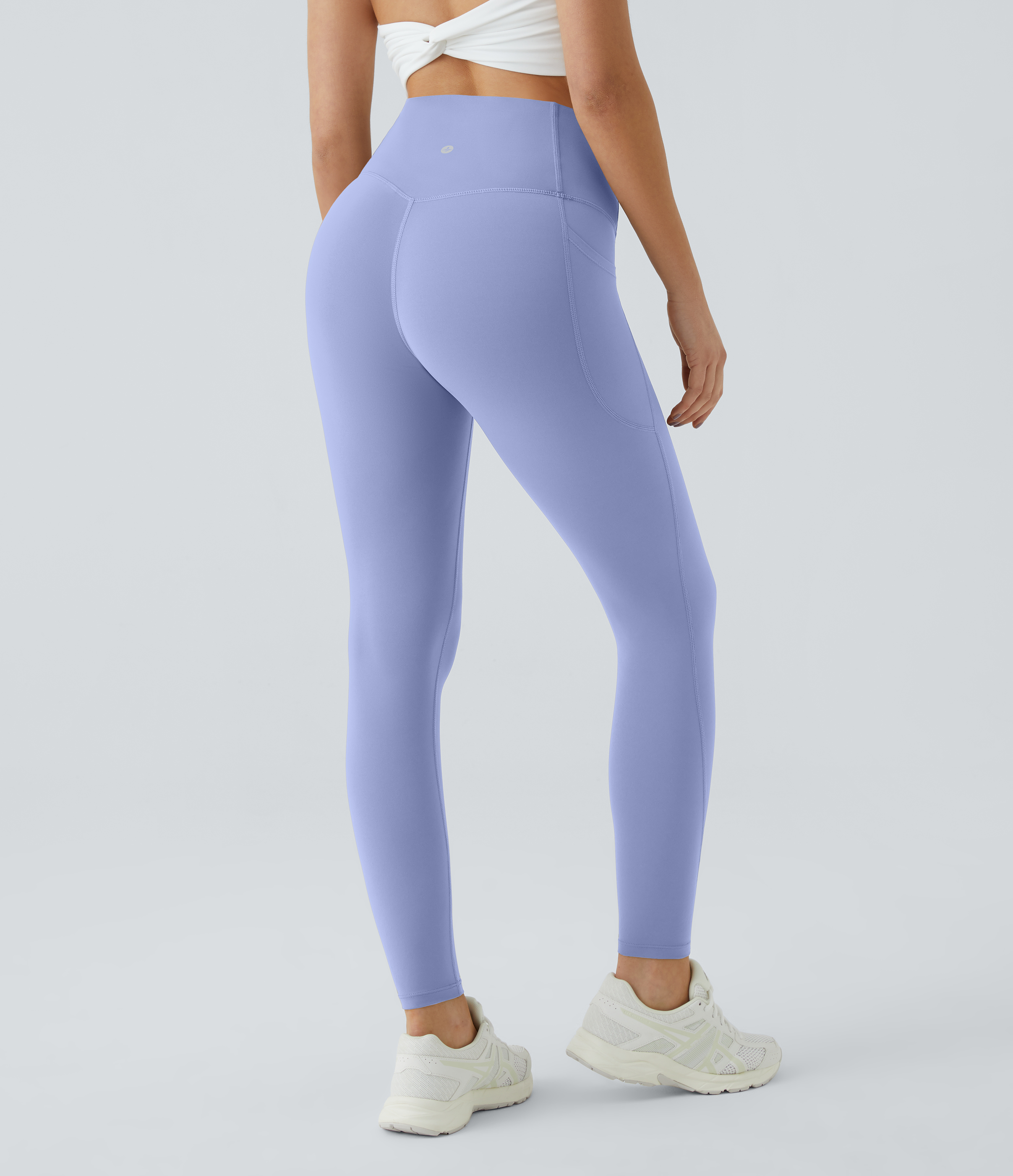 Halara SoCinched High Waisted Tummy Control Side Pocket Shaping Training UltraSculpt Leggings  - Baby Lavender - S(7/8) gym leggings 