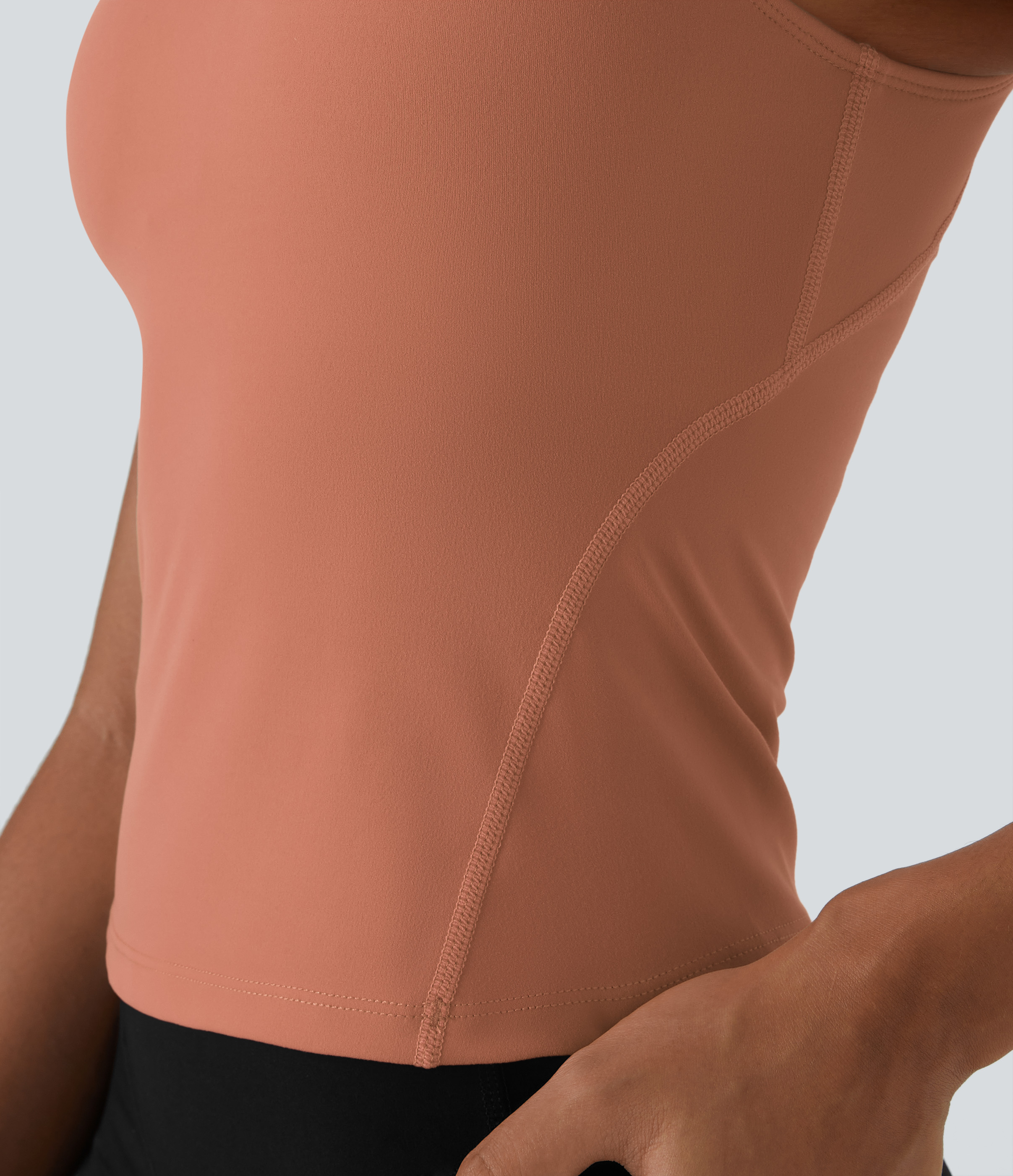 Halara Softlyzeroв„ў Plush Padded V Neck Plain Tank Top Tank Top - Sun Baked - XL golf tops halter top tunic tops sleeveless tops backless top 
