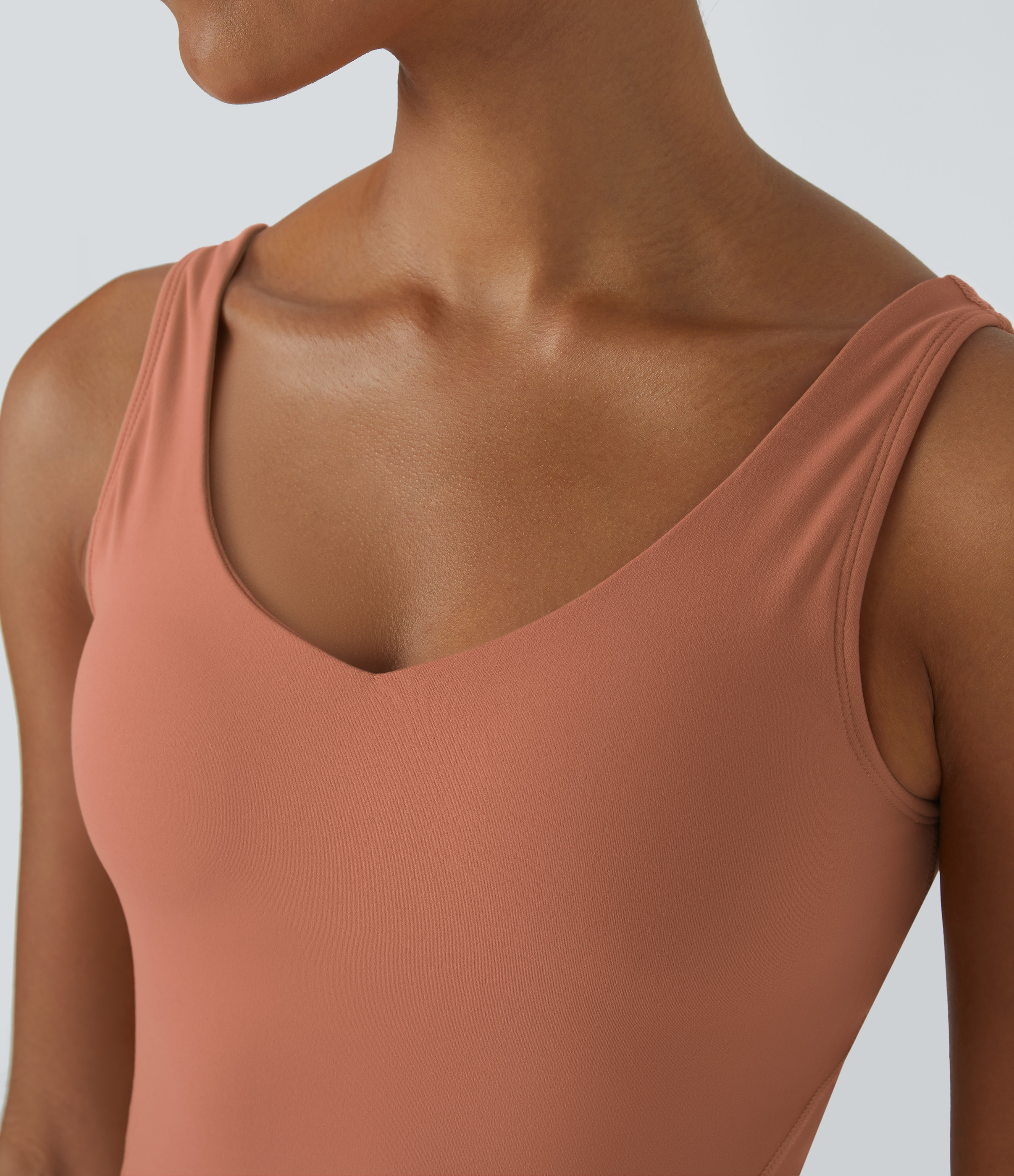 Halara Softlyzeroв„ў Plush Padded V Neck Plain Tank Top Tank Top - Sun Baked - XL golf tops halter top tunic tops sleeveless tops backless top 