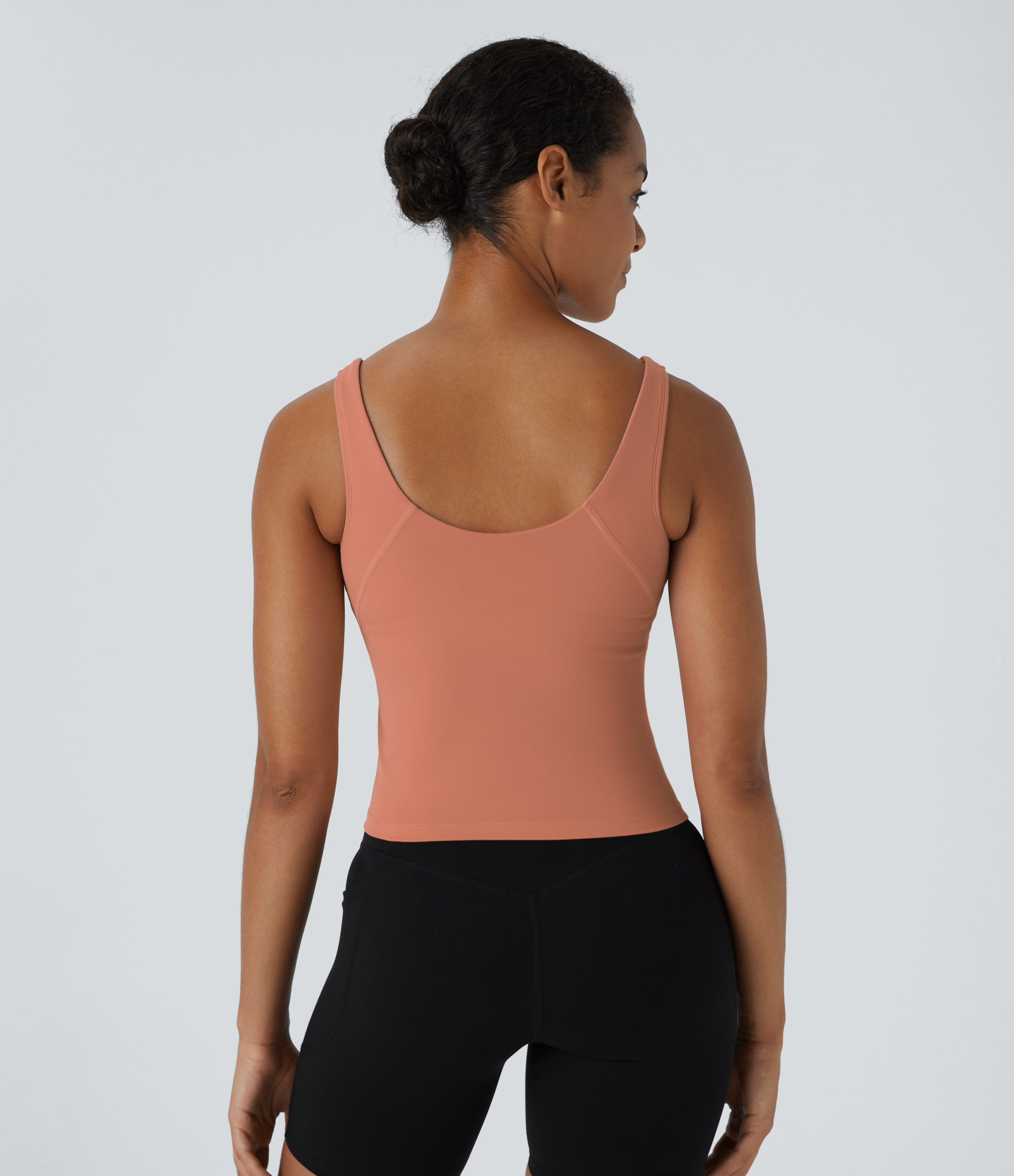 Halara Softlyzeroв„ў Plush Padded V Neck Plain Tank Top Tank Top - Sun Baked - XL golf tops halter top tunic tops sleeveless tops backless top 