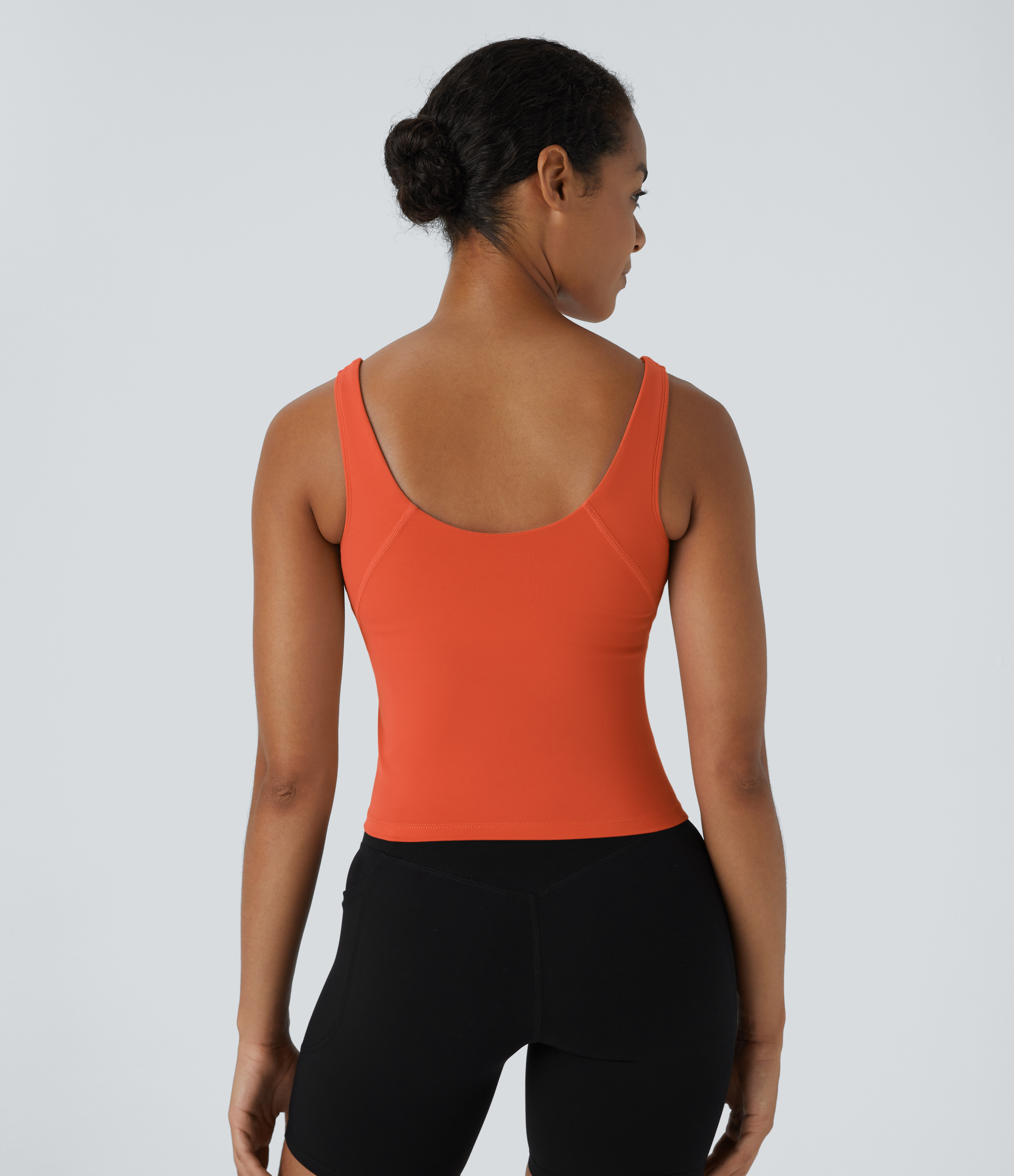 Halara Softlyzeroв„ў Plush Padded V Neck Plain Tank Top Tank Top - Tigerlily - XL golf tops halter top tunic tops sleeveless tops backless top 