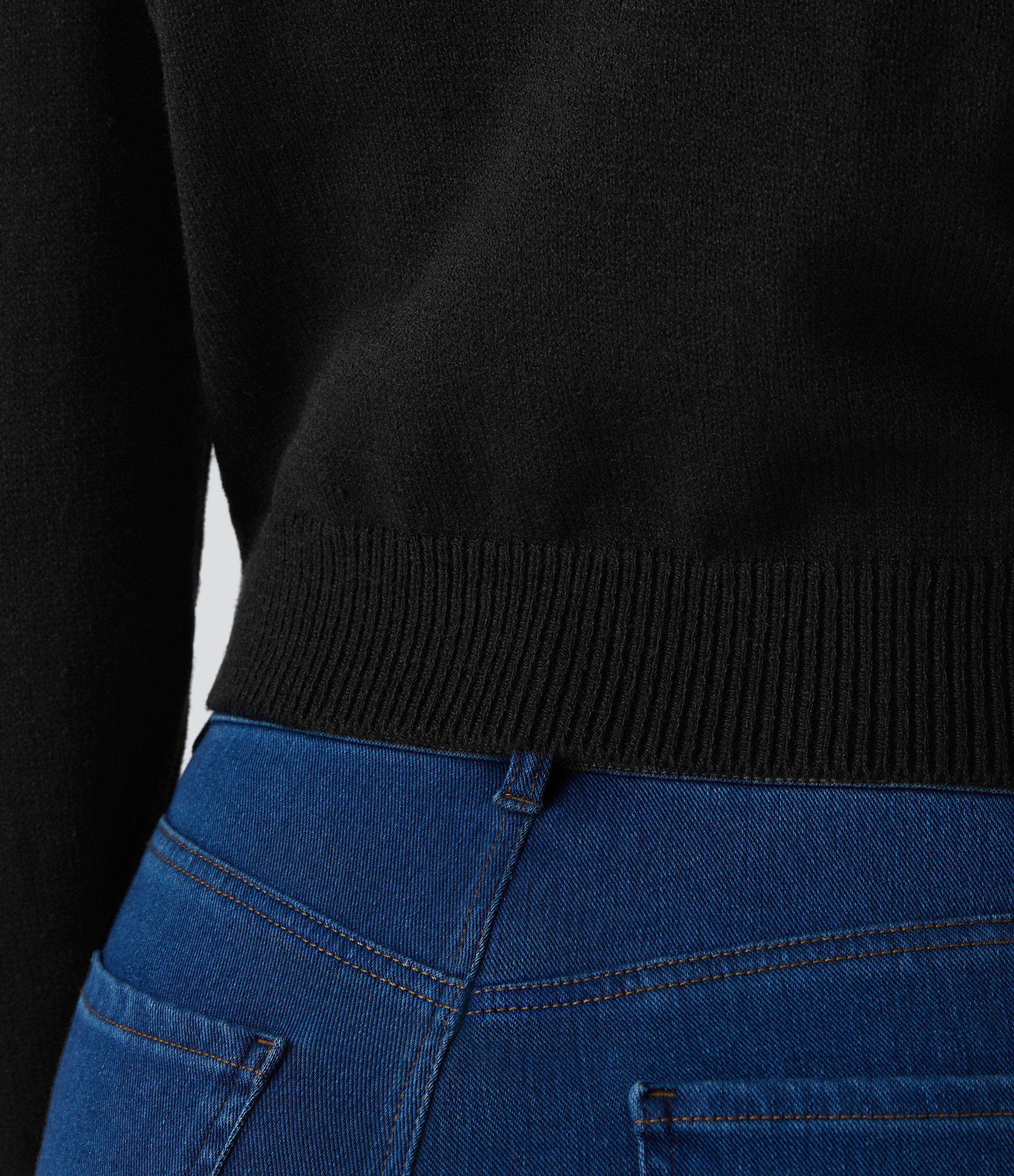 Halara Collared Button Front Long Sleeve Casual Sweater  - Black - S 
