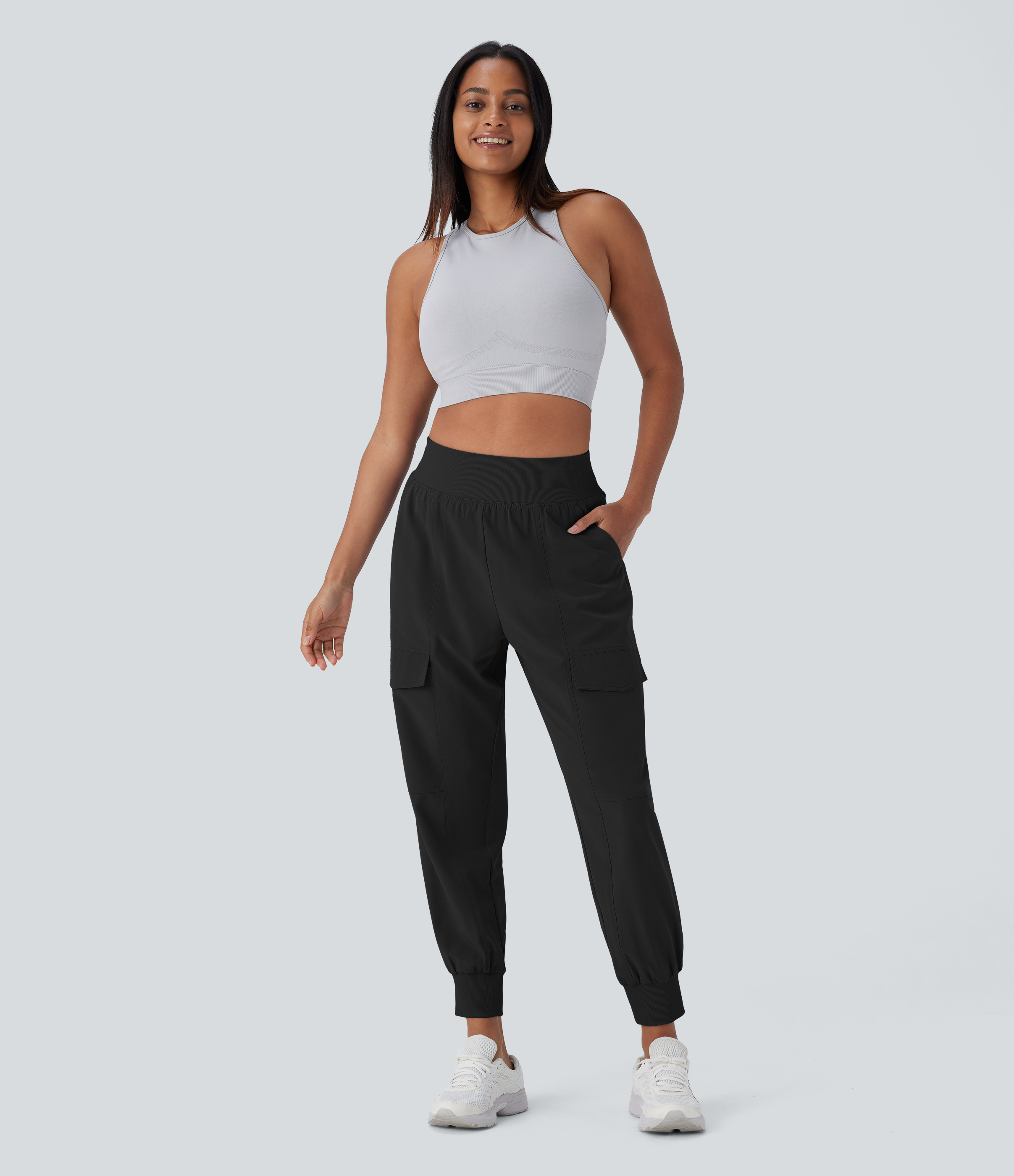 Halara High Waisted Multiple Pockets Running Cargo Joggers  - Black - M(regular) 