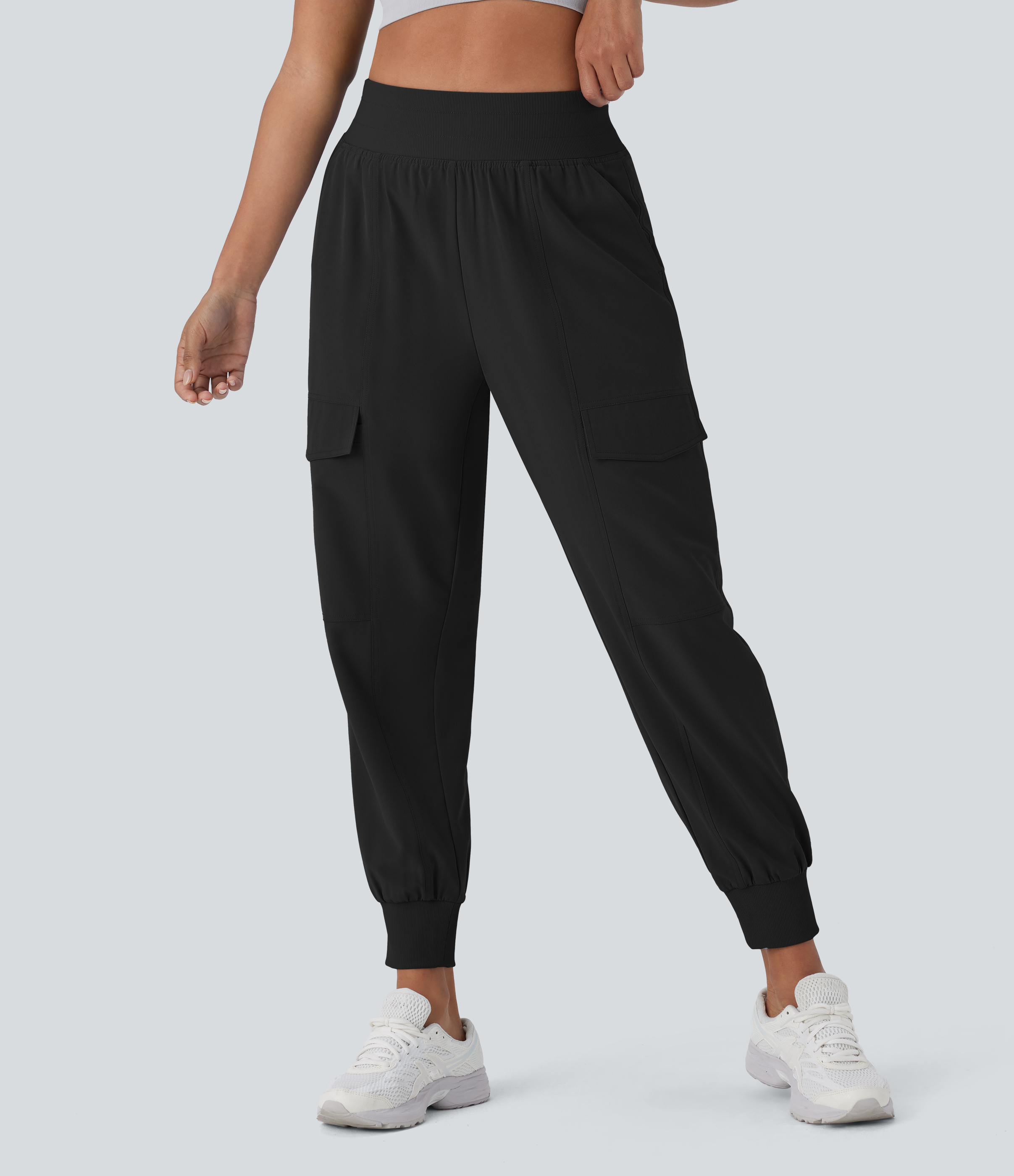 Halara High Waisted Multiple Pockets Running Cargo Joggers  - Black - M(regular) 