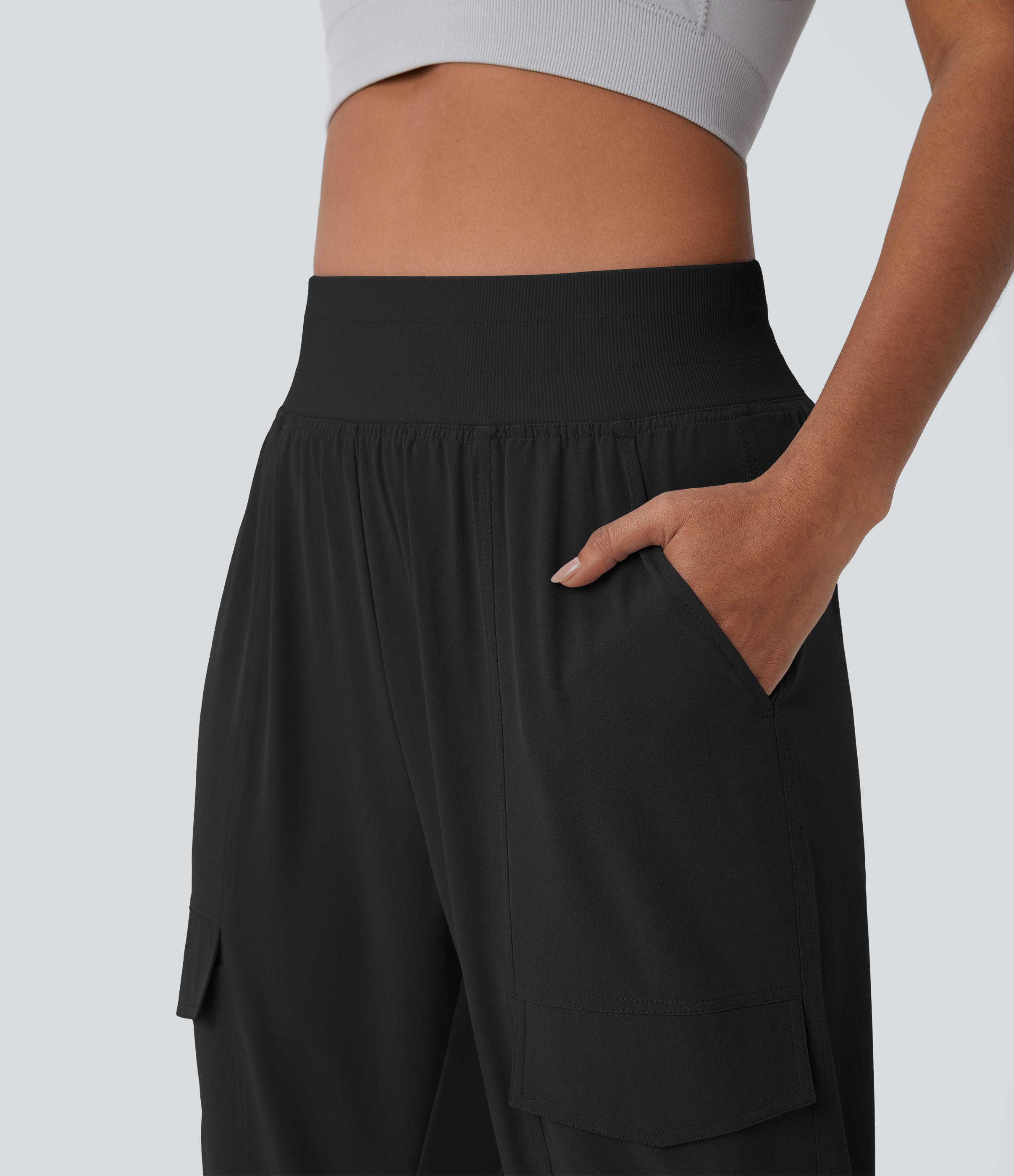 Halara High Waisted Multiple Pockets Running Cargo Joggers  - Black - M(regular) 
