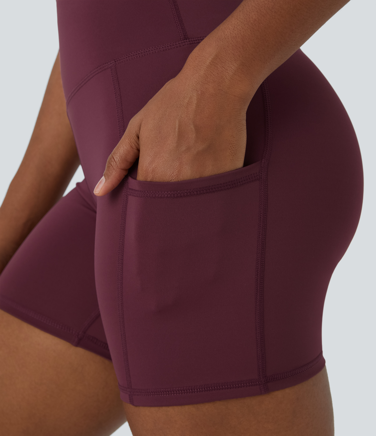 Halara PatitoffВ® Pet Hair Resistant High Waisted Side Pocket Biker Shorts 5``  - Red Mahogany - XL biker shorts women black biker shorts 