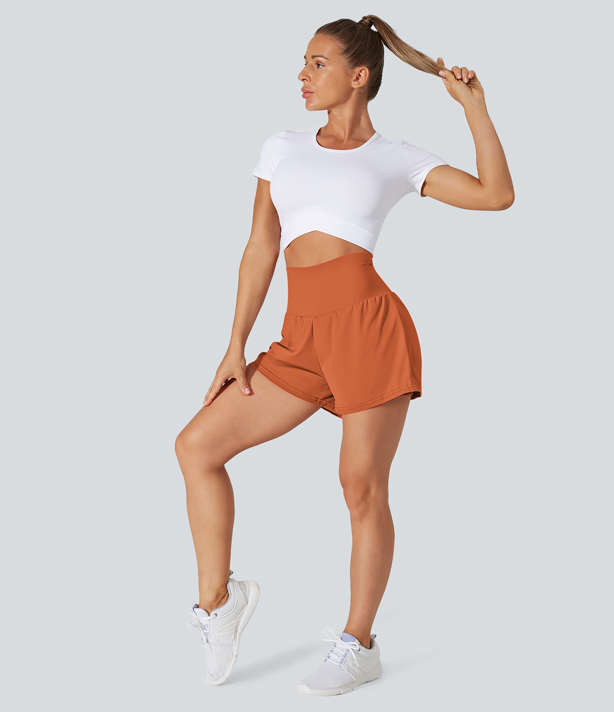 Halara Super High Waisted Back Pocket & Side Hidden Pocket 2-in-1 Yoga Shorts 2.5