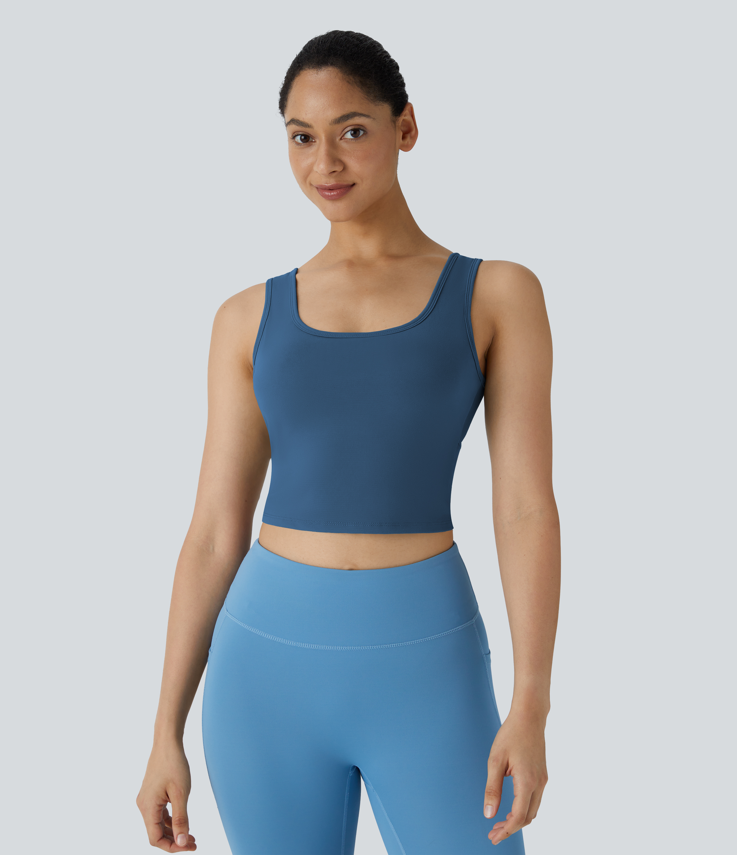 Halara U Neck Backless Crossover Barre Ballet Dance Tank Top Tank Top - Electric Blue - XS golf tops halter top tunic tops sleeveless tops 