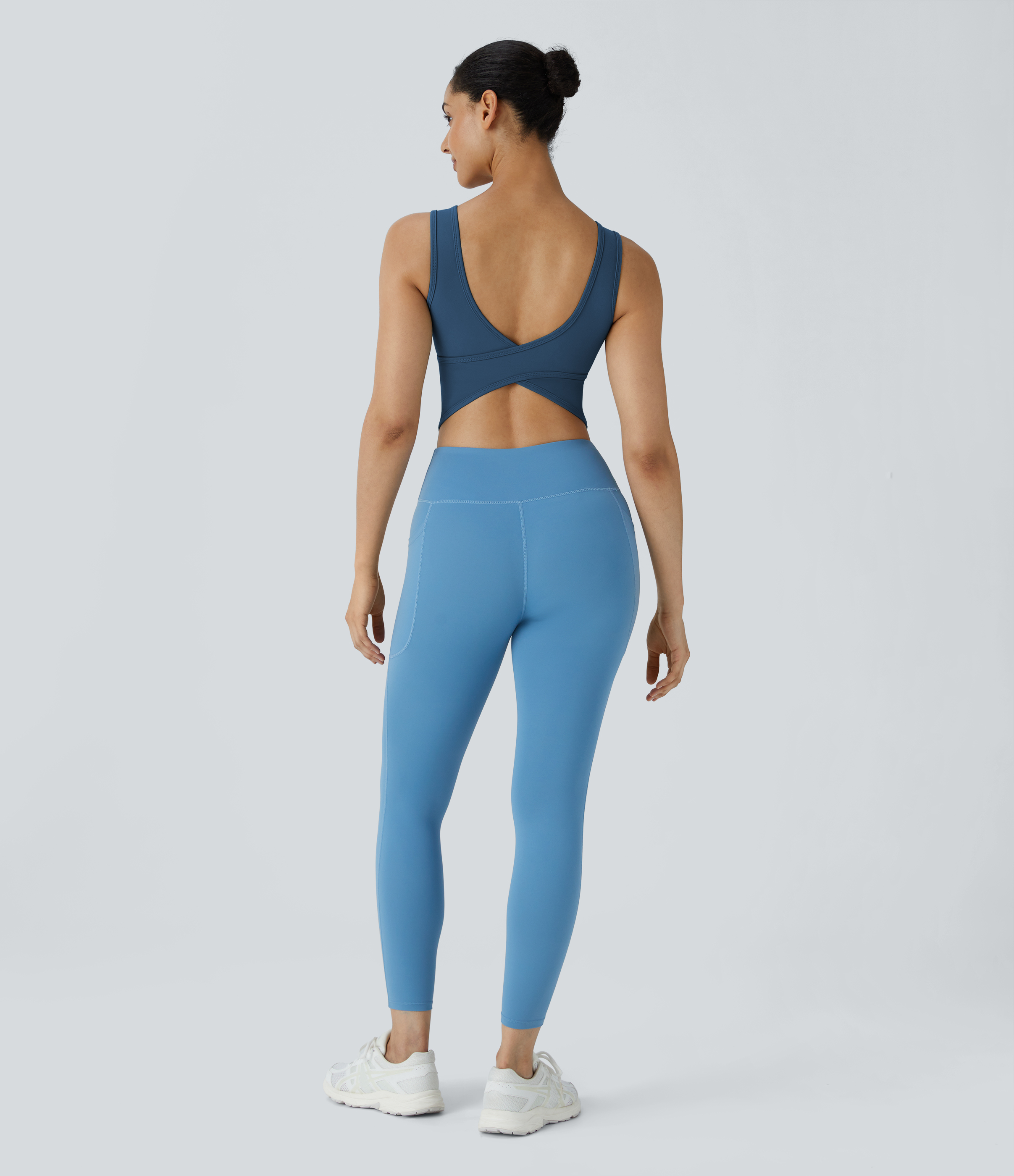 Halara U Neck Backless Crossover Barre Ballet Dance Tank Top Tank Top - Electric Blue - XS golf tops halter top tunic tops sleeveless tops 