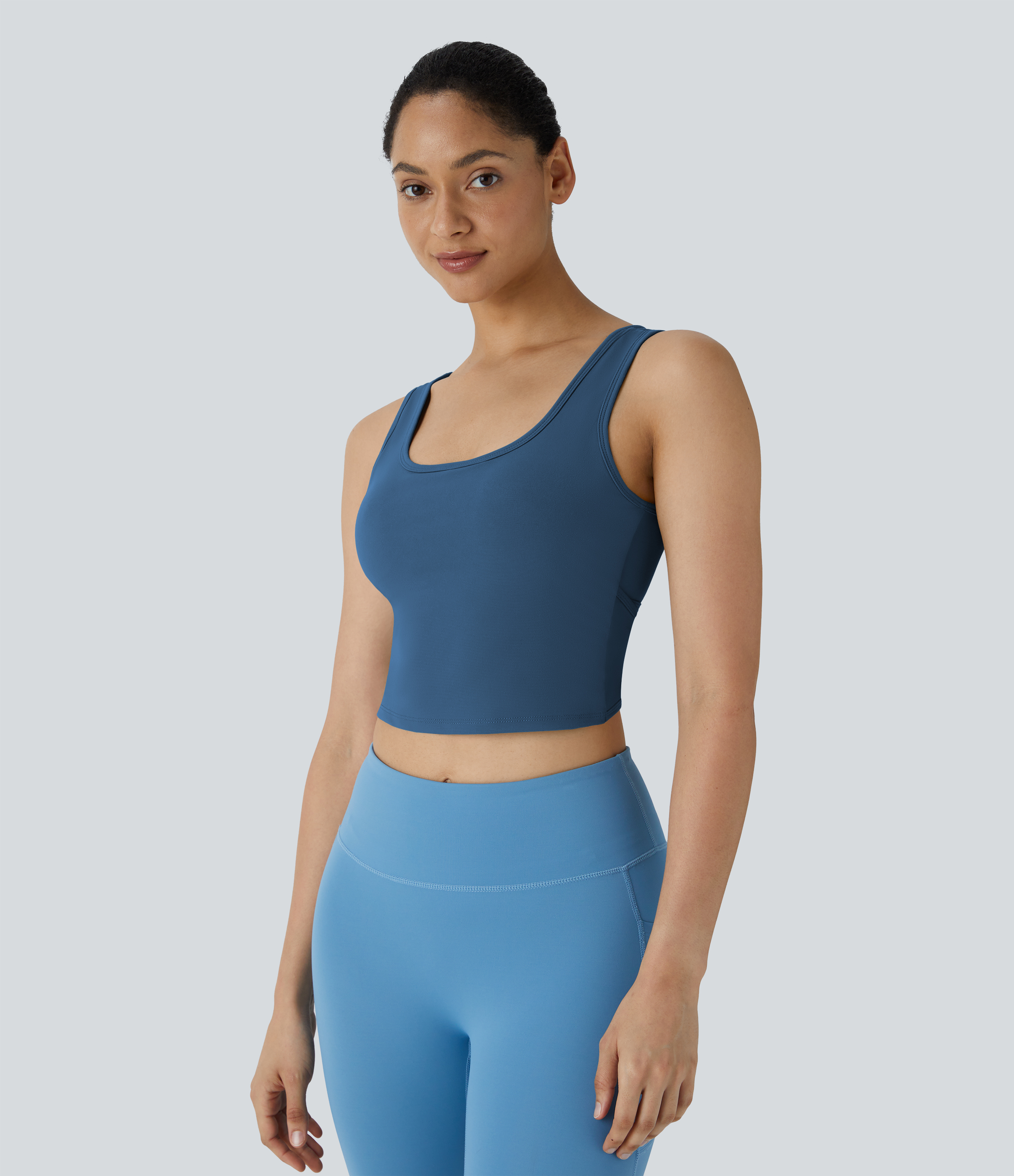 Halara U Neck Backless Crossover Barre Ballet Dance Tank Top Tank Top - Electric Blue - XS golf tops halter top tunic tops sleeveless tops 