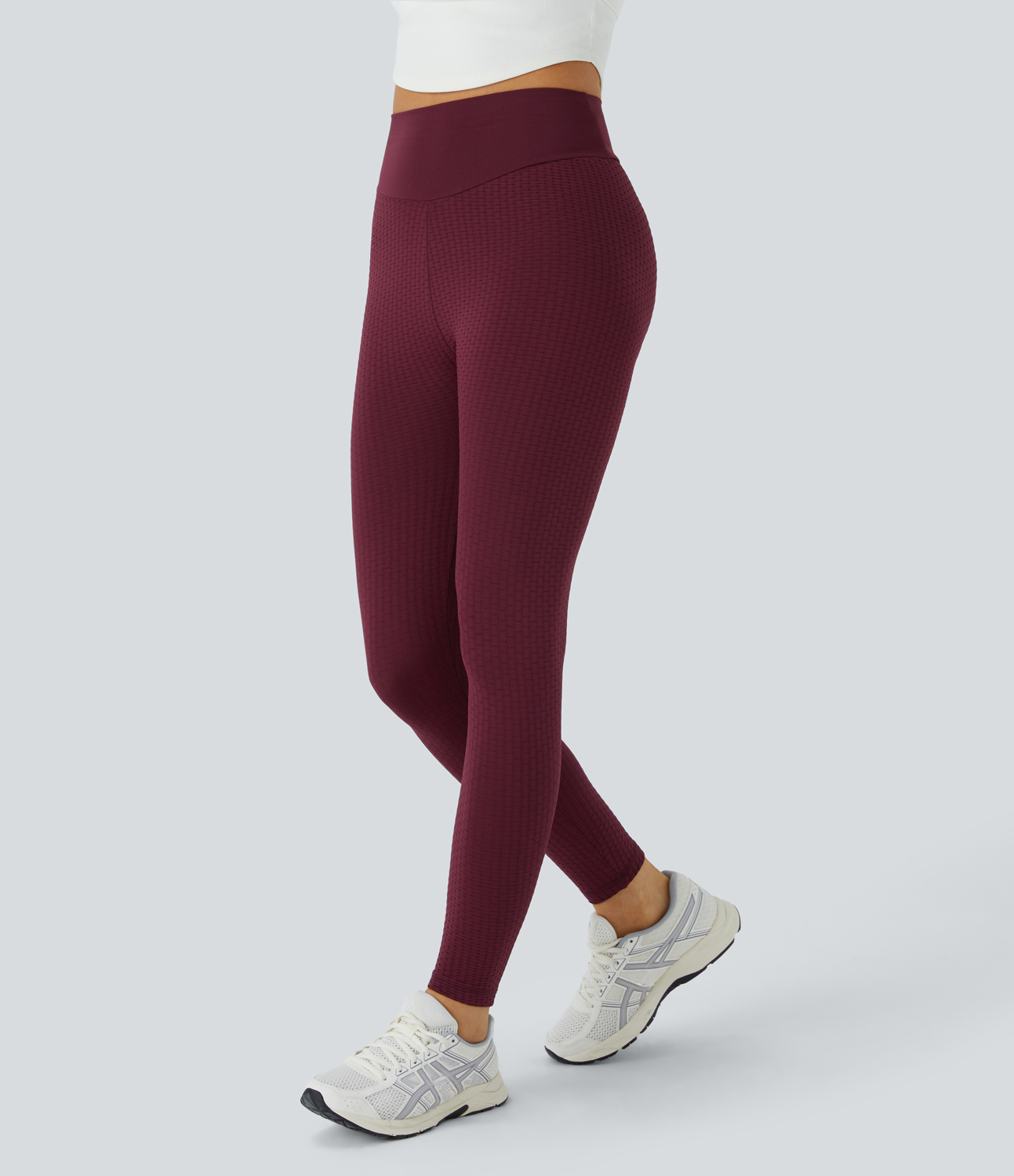 Halara Seamless Flow High Waisted Jacquard Butt Lifting Leggings  - Burgundy - L gym leggings leggings with pockets leggings with butt lift 