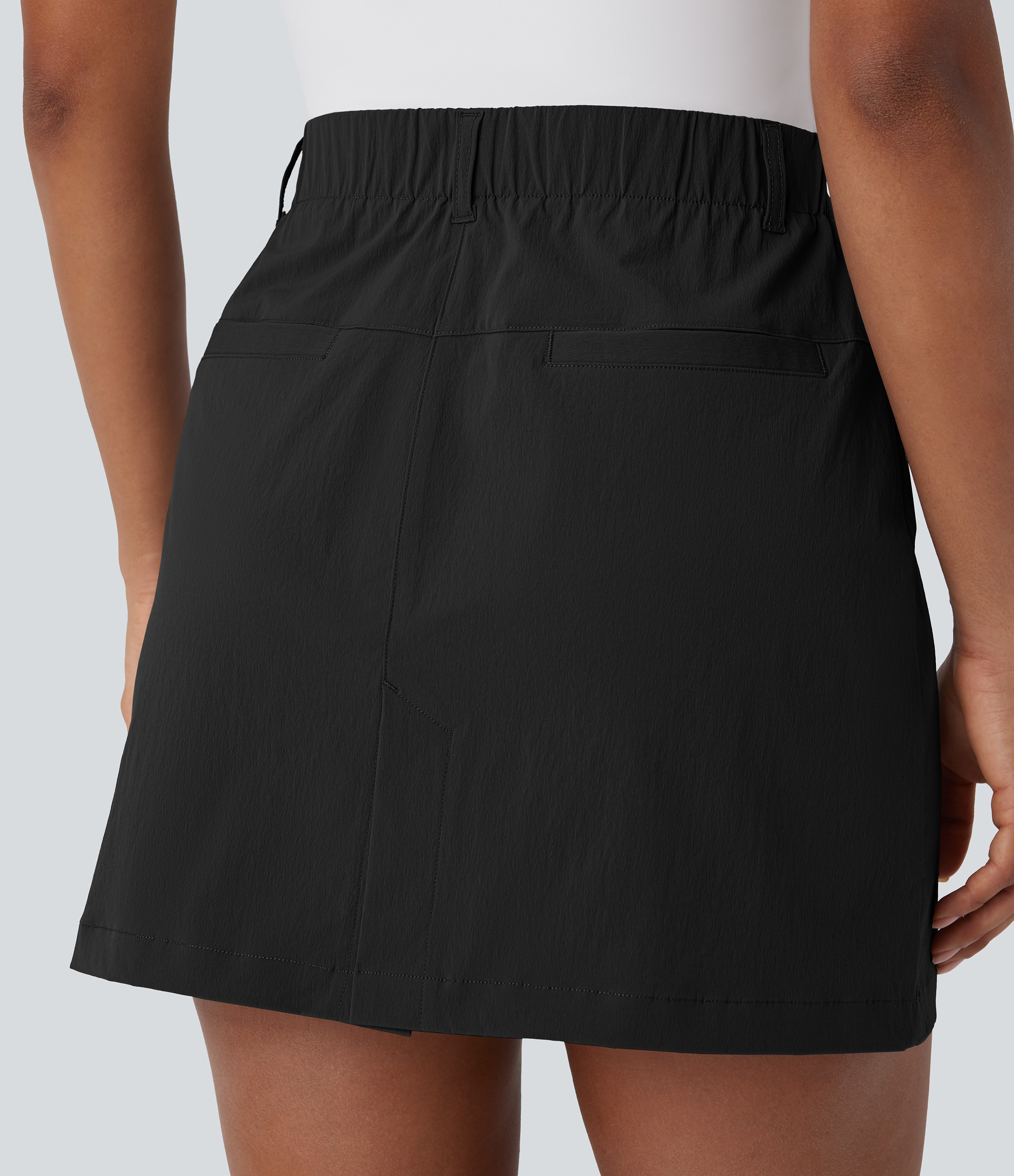 Halara High Waisted Button Zipper Side Pocket A Line Split Mini Golf Skirt  - Black - XS(regular) midi skirt a line skirt golfing skirt 