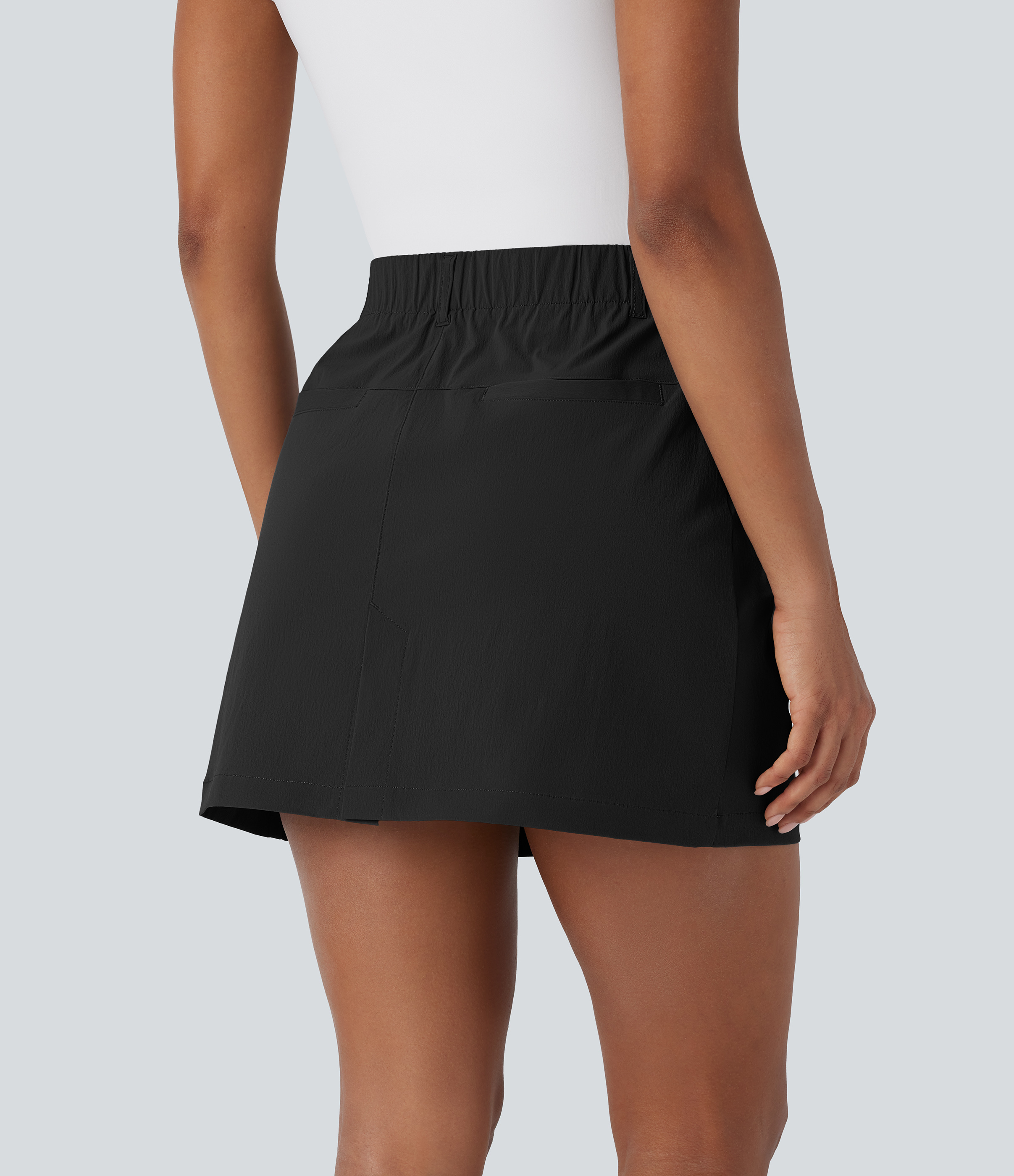 Halara High Waisted Button Zipper Side Pocket A Line Split Mini Golf Skirt  - Black - XS(regular) midi skirt a line skirt golfing skirt 