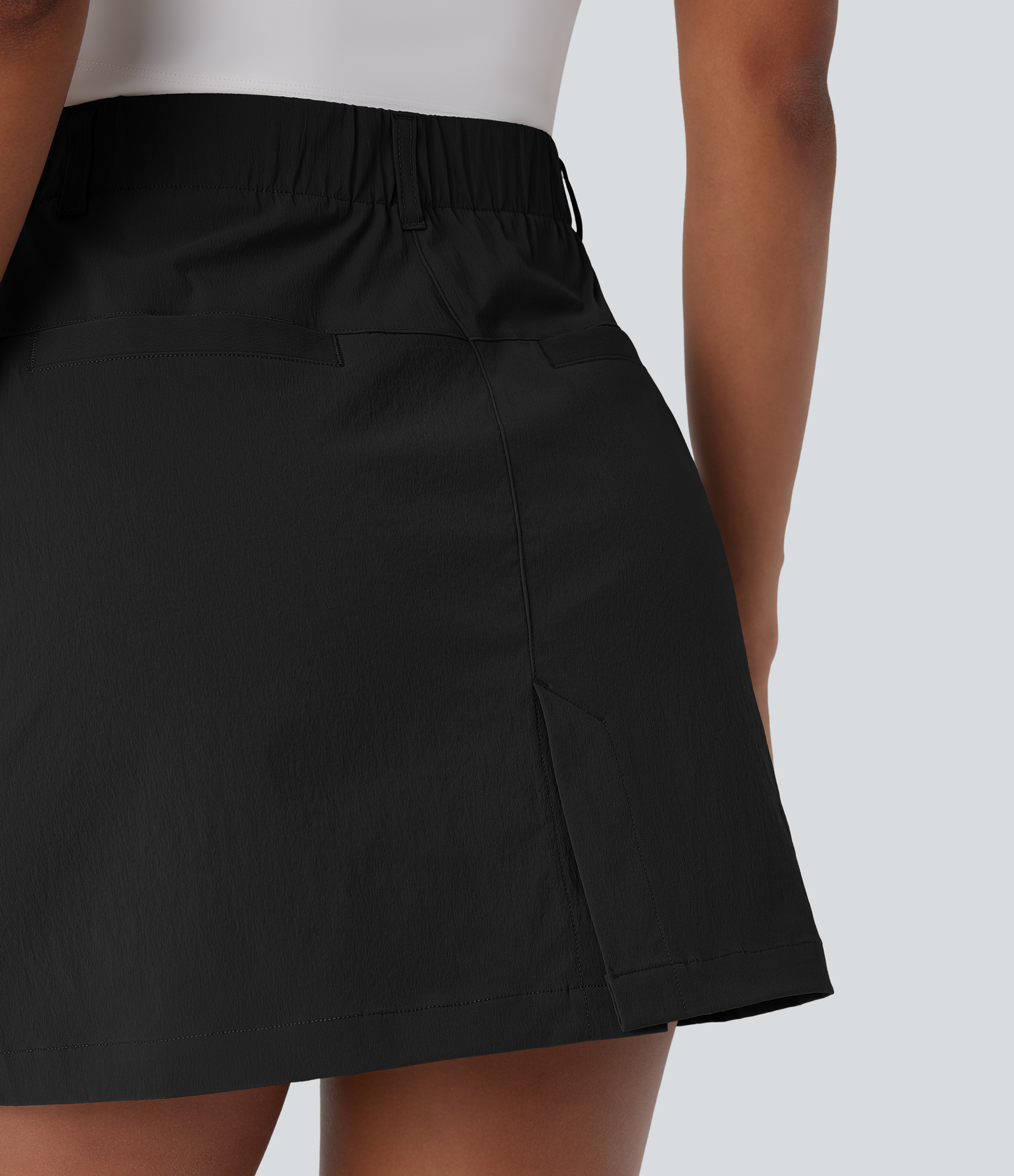 Halara High Waisted Button Zipper Side Pocket A Line Split Mini Golf Skirt  - Black - XS(regular) midi skirt a line skirt golfing skirt 