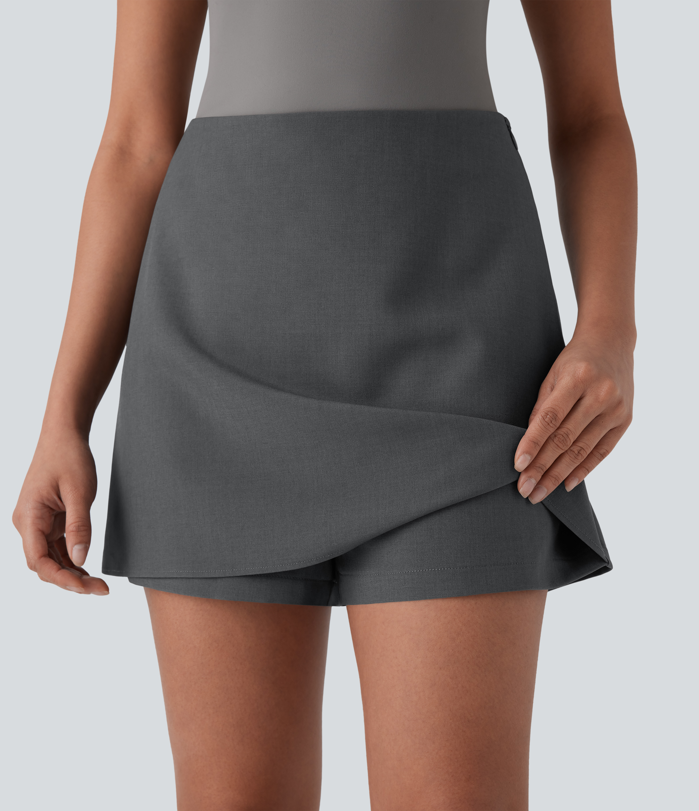 Halara High Waisted Invisible Zipper Work Skort  - Pewter - S(regular) 