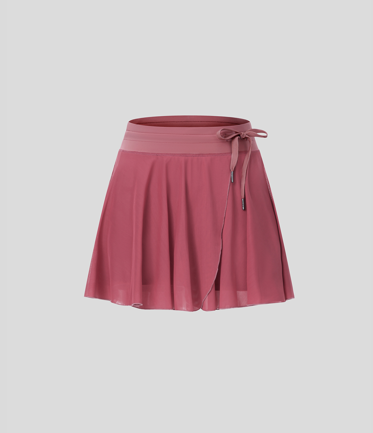 Halara High Waisted Drawstring Contrast Mesh 2-in-1 Side Pocket Flowy Mini Flare Casual Skirt  - Baroque Rose - XS midi skirt a line skirt 