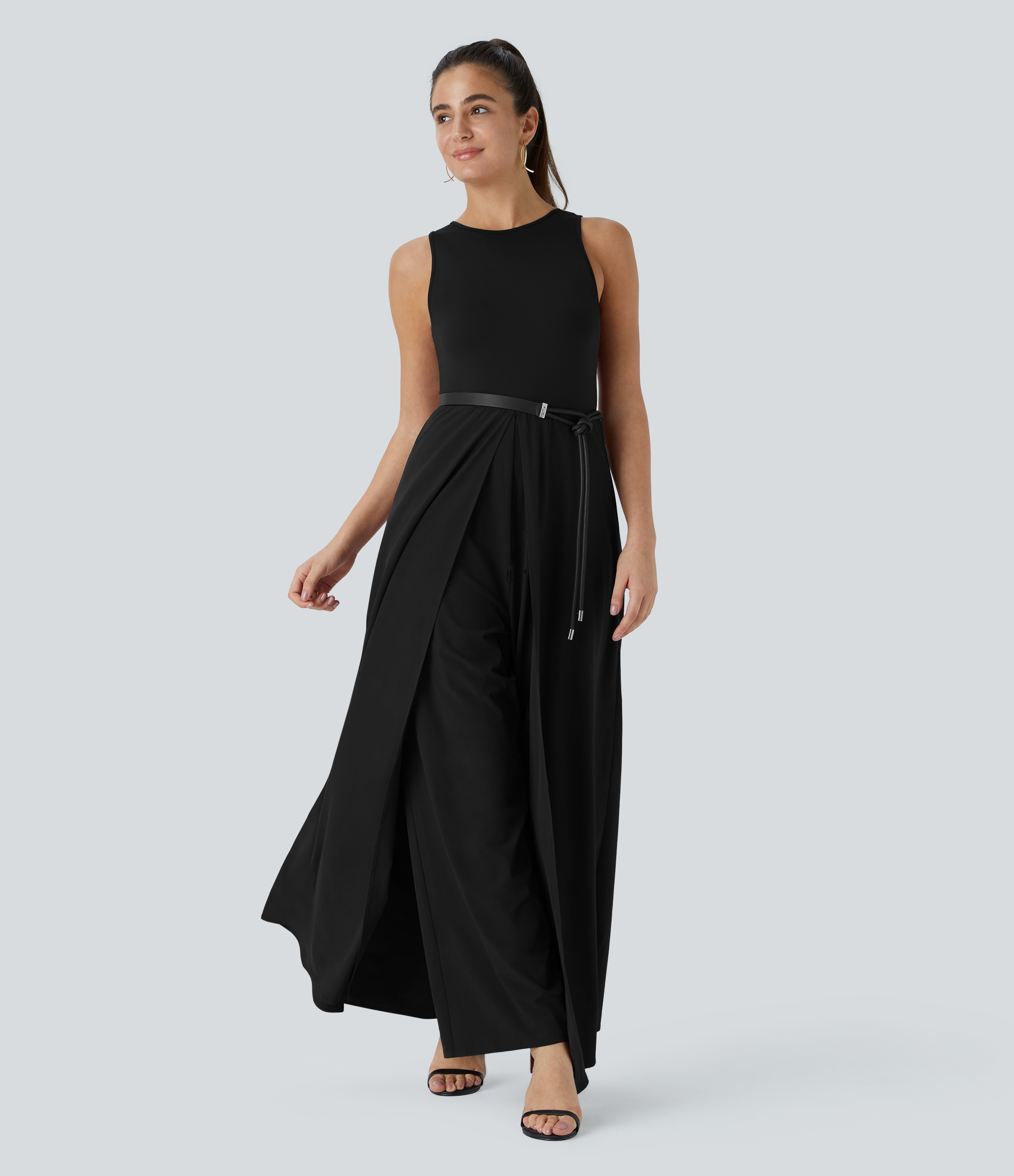 Breezeful™ Zipper Sleeveless Pocket Contrast Quick Dry Work Jumpsuit