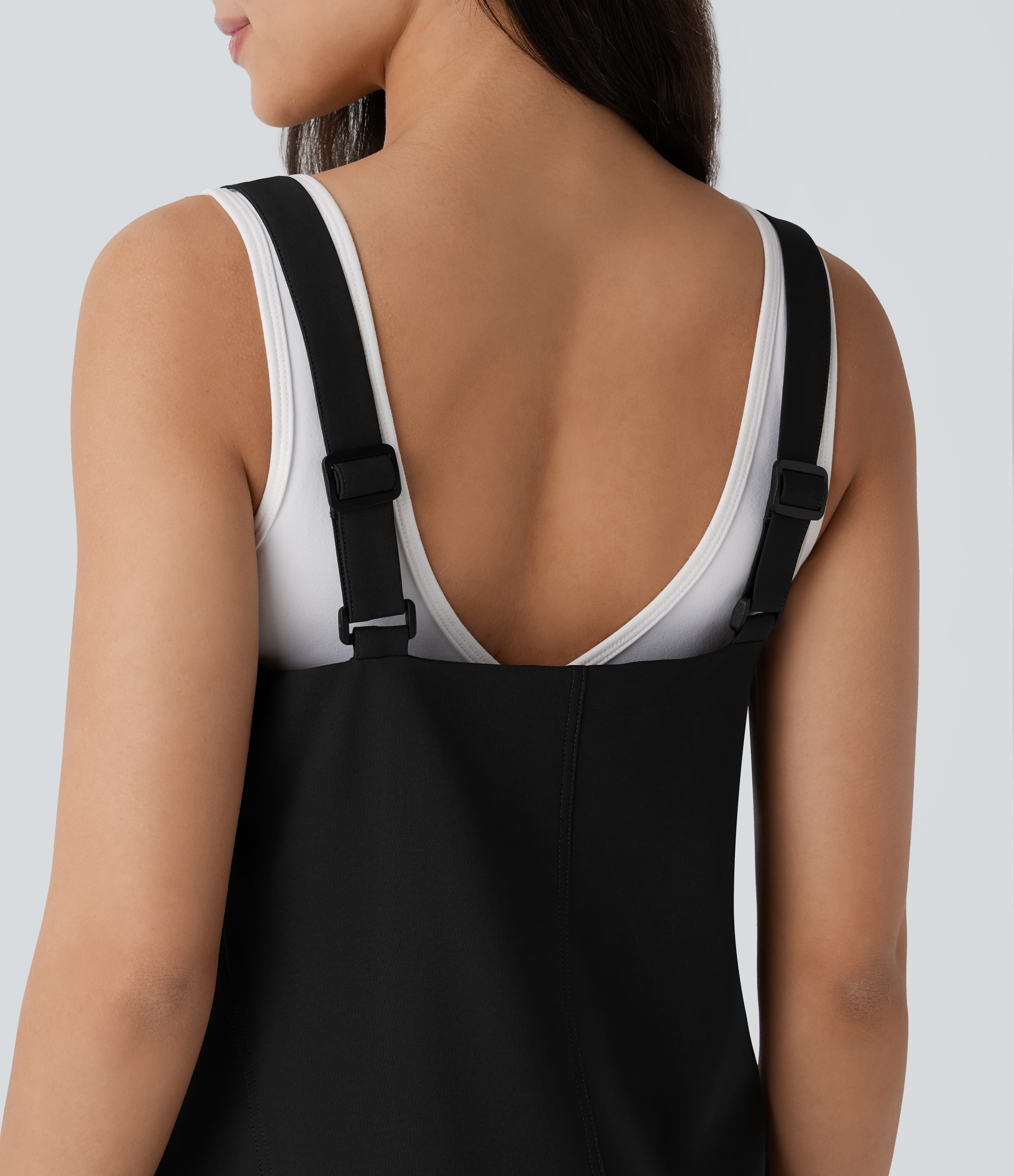 Halara Water Repellent Adjustable Strap Side Zipper Pocket Mini Hiking Active Dress Workout Dress - Black - L 
