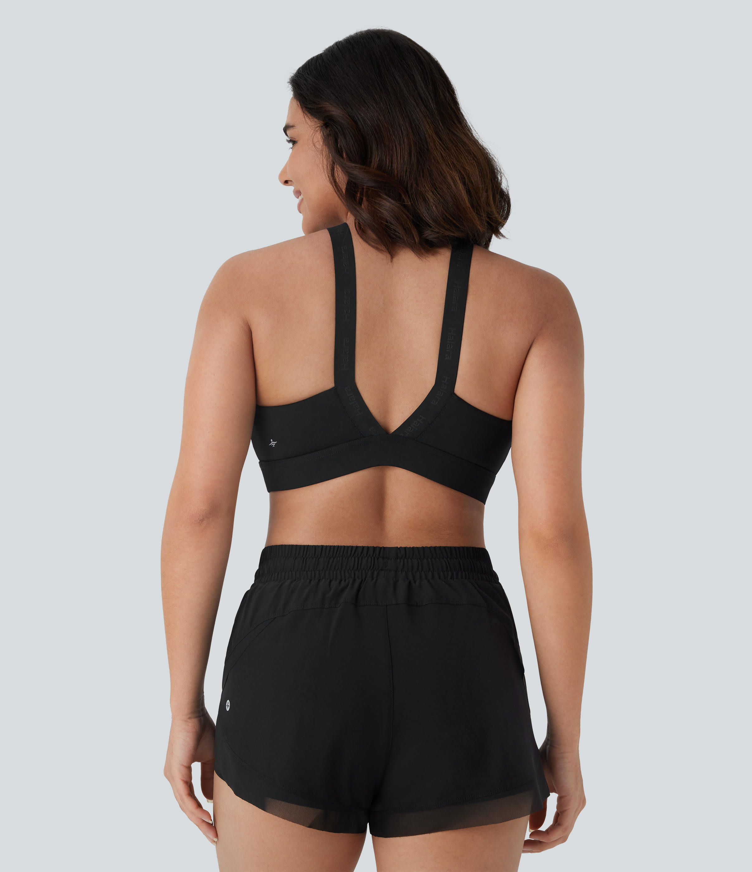 Halara SpeedWaveв„ў Medium Support Backless Cut Out Quick Dry Running Sports Bra  - Black - S push up bra strapless bra backless bra sticky bra 