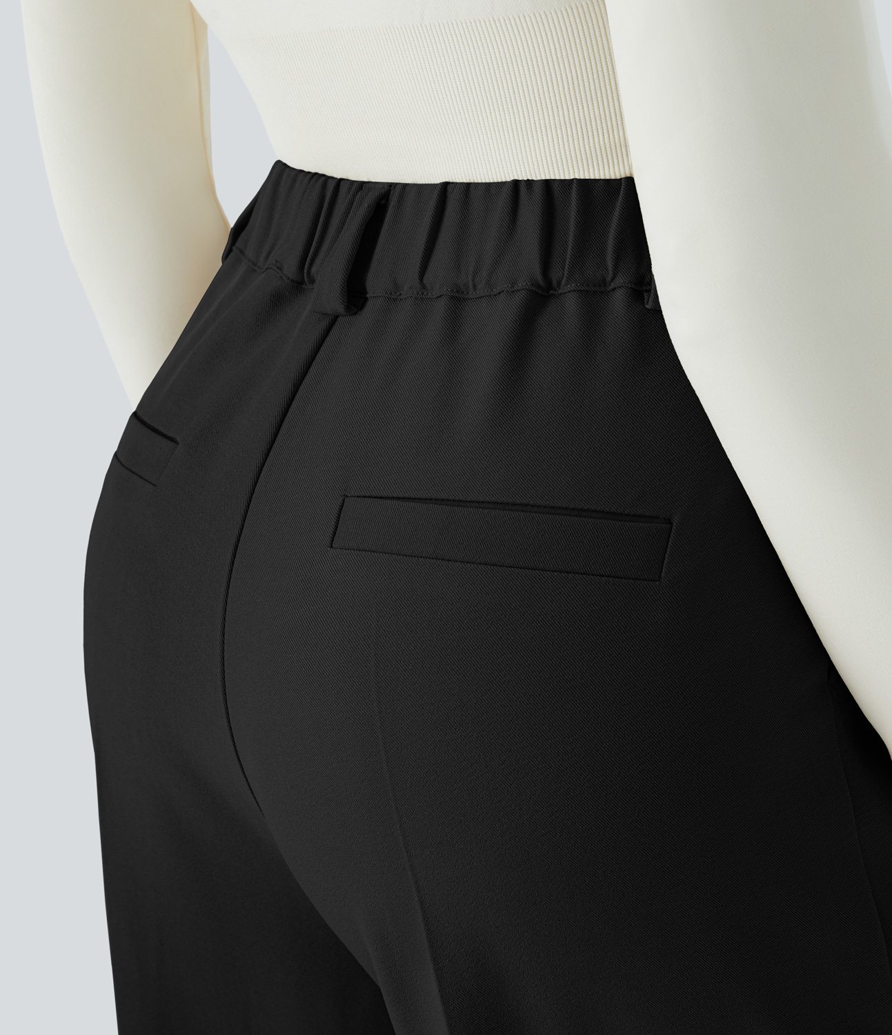Halara High Waisted Zipper Plicated Side Pocket Wide Leg Work Pants  - Black - XL(regular) sweatpants jogger pants stacked sweatpants 