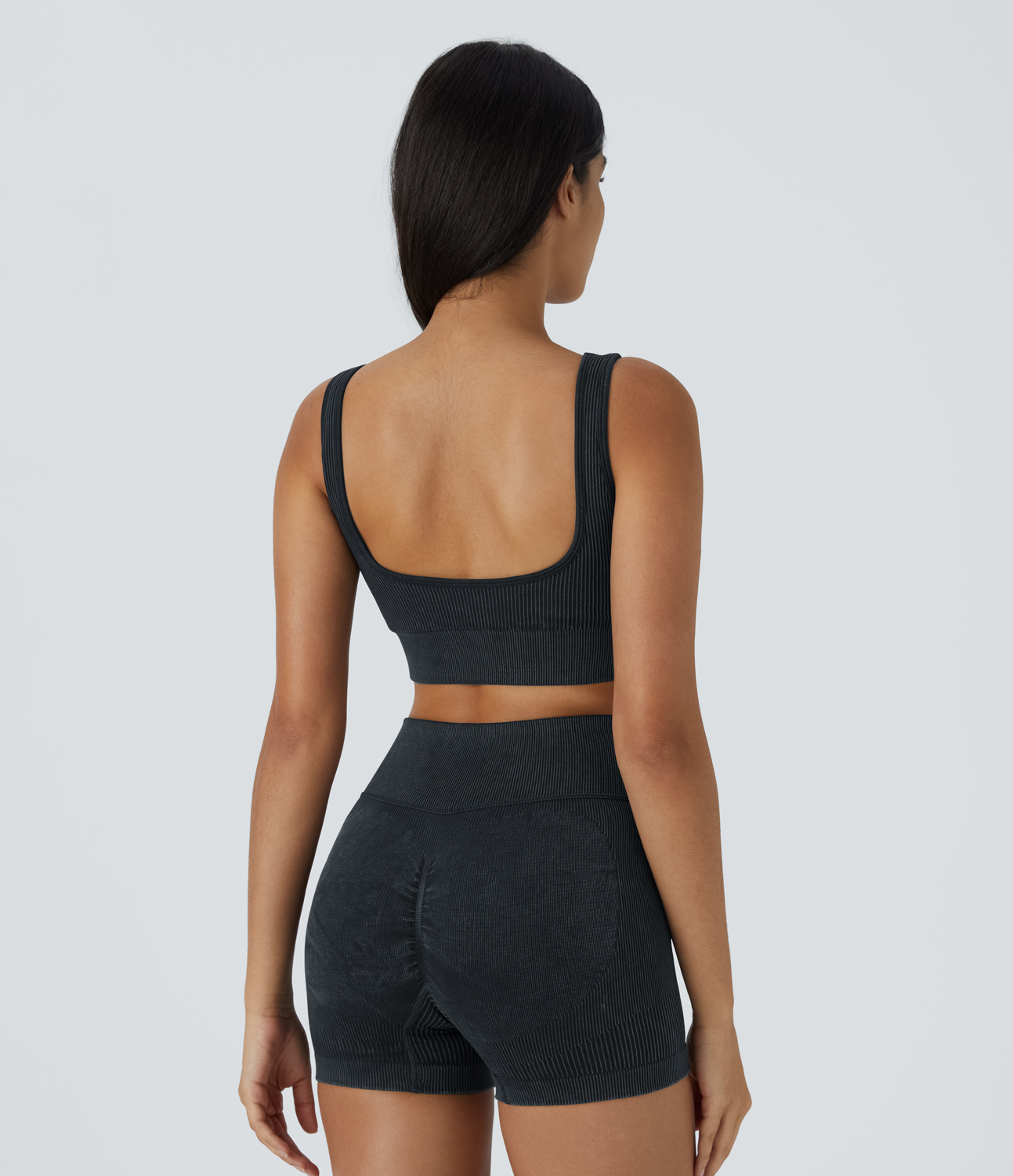 Halara Seamless Flow Medium Support Ruched Yoga Sports Bra  - Black - M push up bra strapless bra backless bra sticky bra wireless bra 