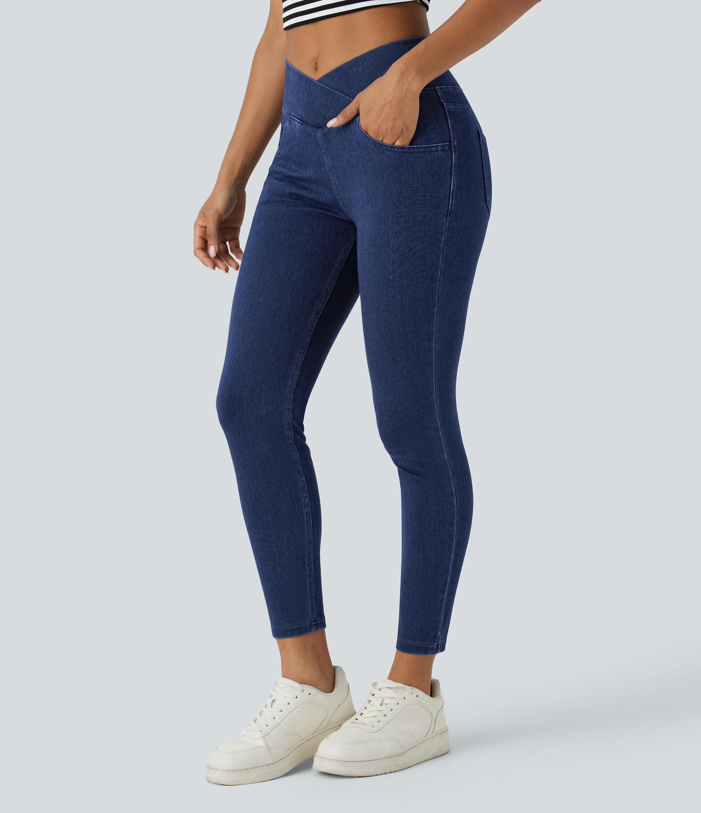 Halara Flex™ High Waisted Crossover Pockets Denim Work Leggings