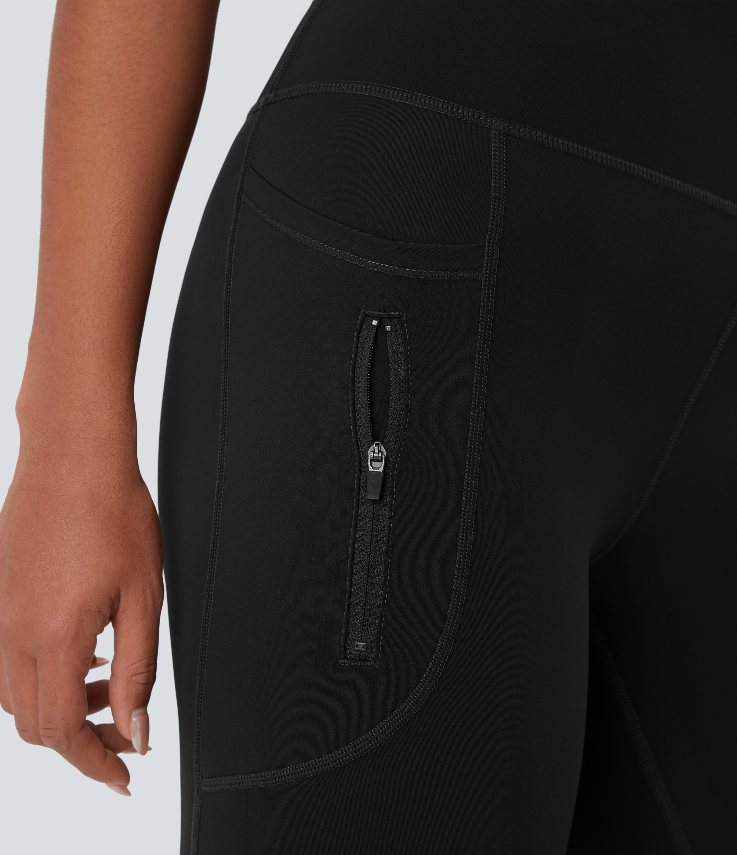 Halara Wear-Resistant High Waisted Multiple Pockets Hiking Biker Shorts 7``  - Black - M biker shorts women black biker shorts 