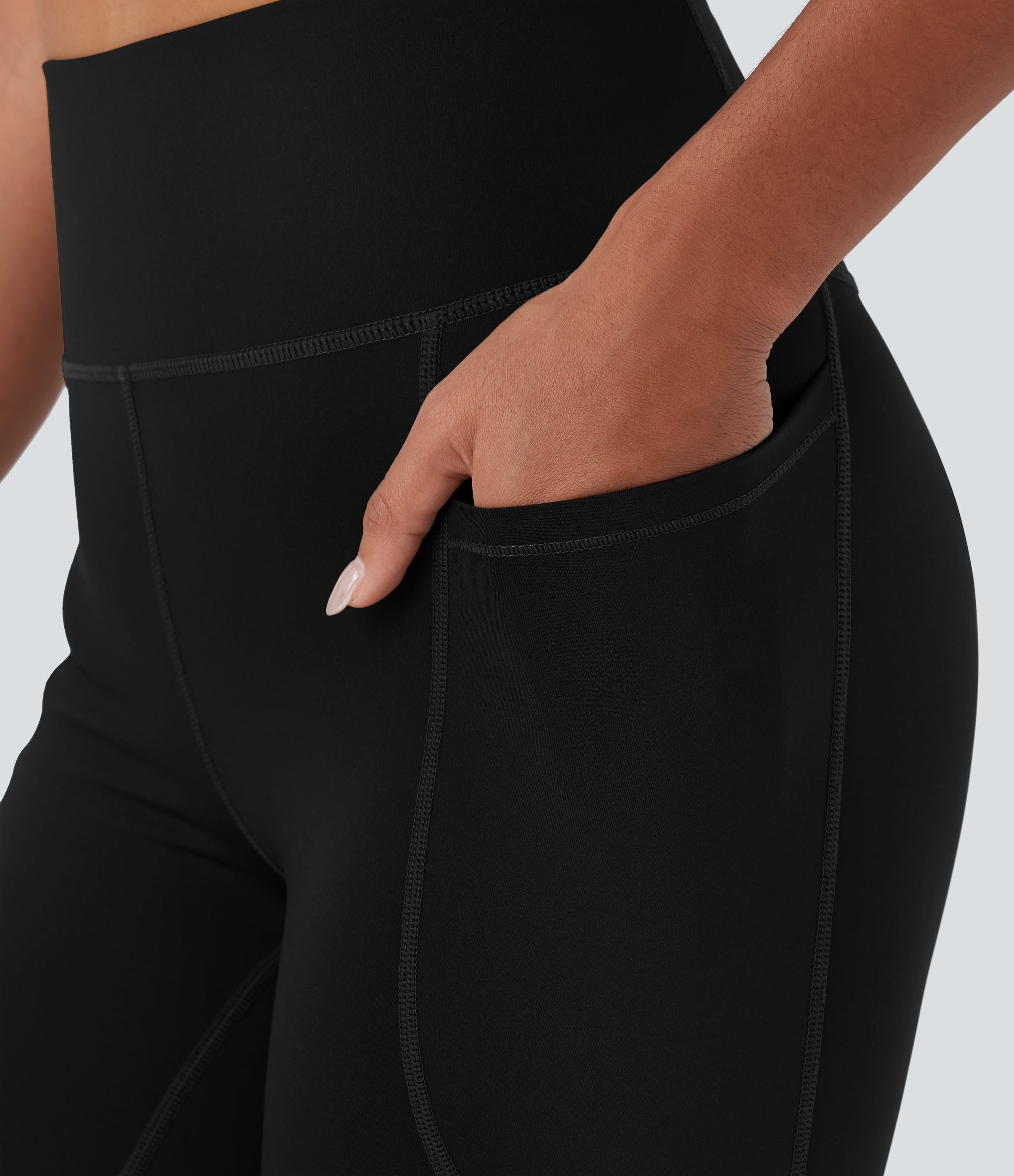 Halara Wear-Resistant High Waisted Multiple Pockets Hiking Biker Shorts 7``  - Black - M biker shorts women black biker shorts 