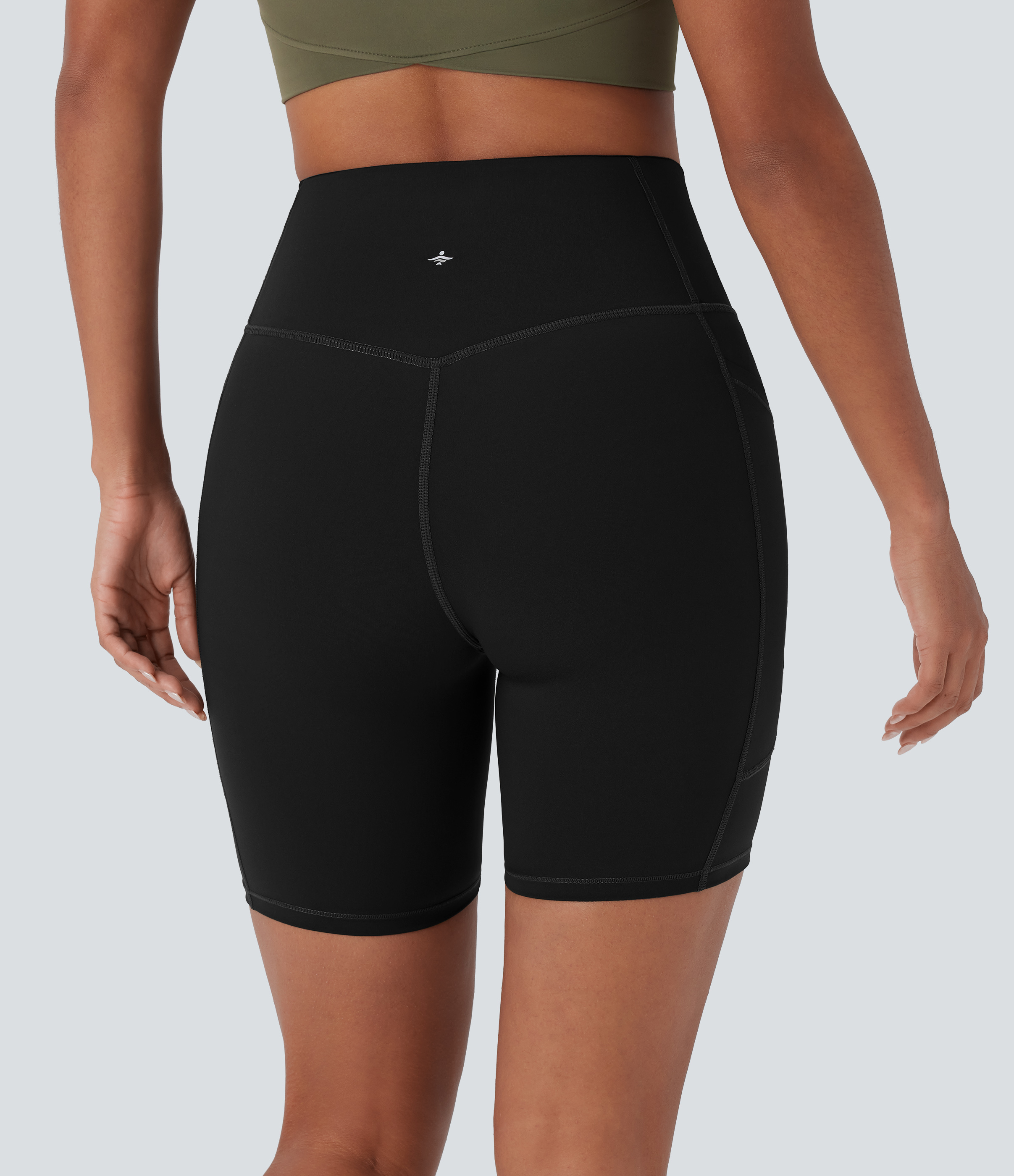 Halara Wear-Resistant High Waisted Multiple Pockets Hiking Biker Shorts 7``  - Black - M biker shorts women black biker shorts 