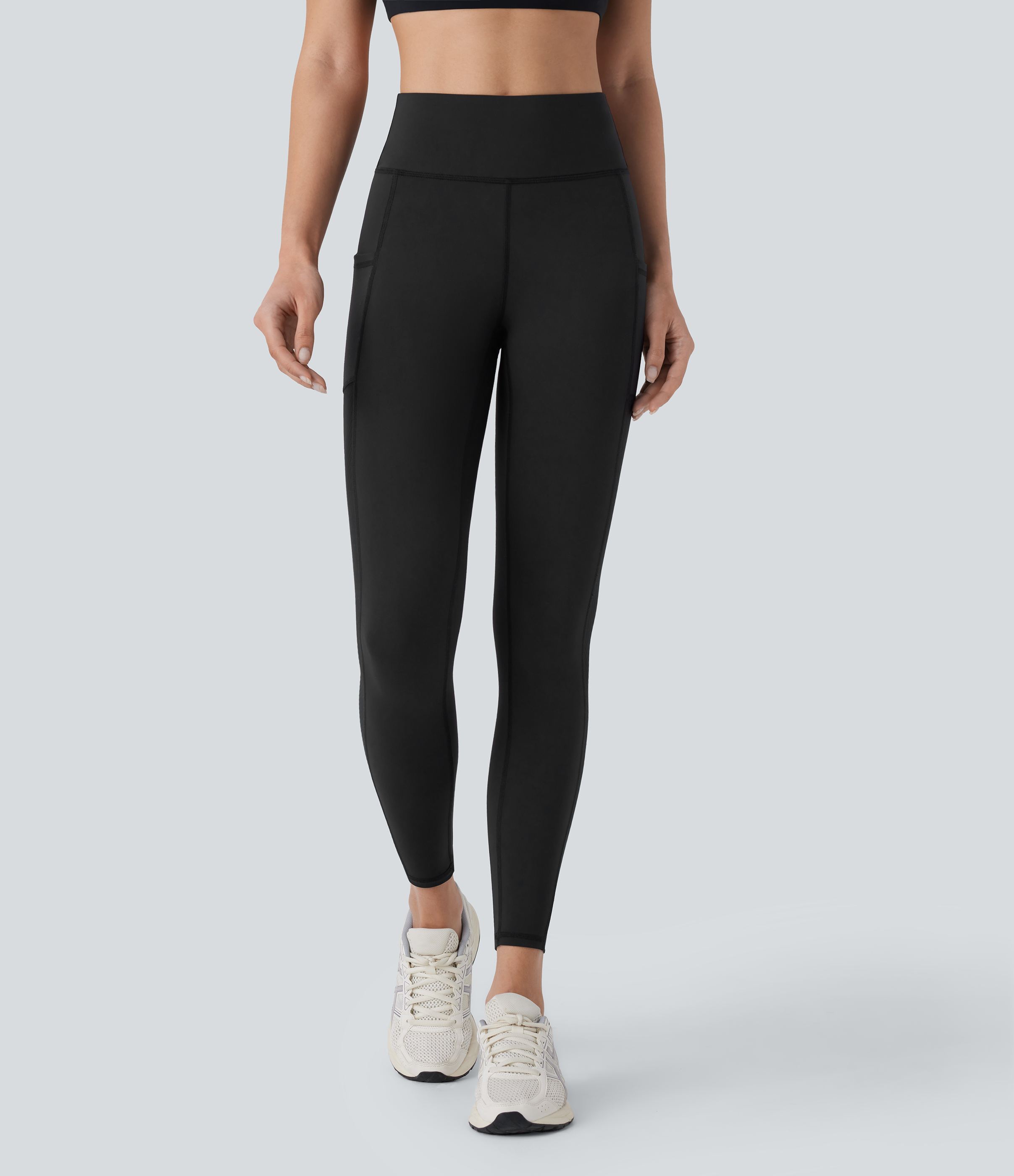 Halara Softlyzeroв„ў Plush High Waisted Side Pocket Contrast Mesh 7/8 Yoga Leggings  - Black - S(7/8) gym leggings leggings with pockets 