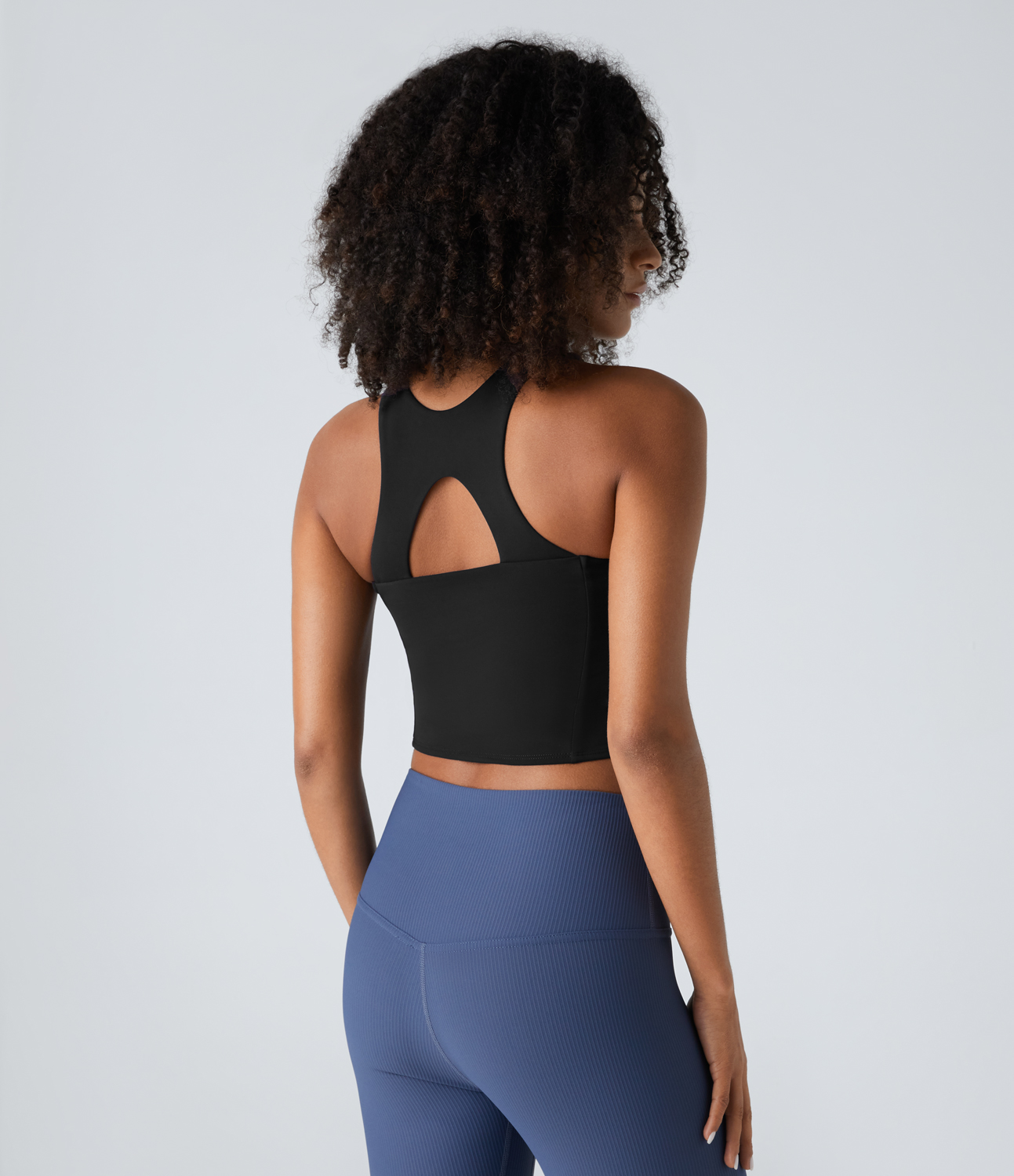 Halara SpeedWaveв„ў Zipper Backless Racerback Cut Out Quick Dry Cropped Workout Tank Top Tank Top - Black - S golf tops halter top tunic tops 