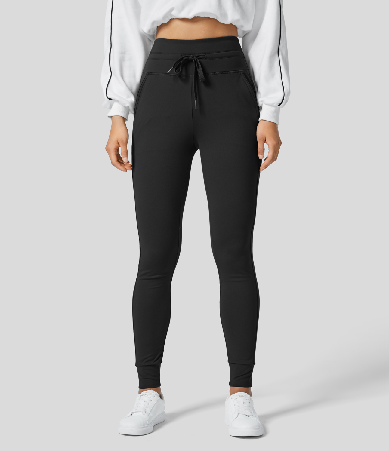 Halara Softlyzeroв„ў Fleece High Waisted Drawstring Side Pocket Full Length Yoga Joggers  - Black - XS(regular) 