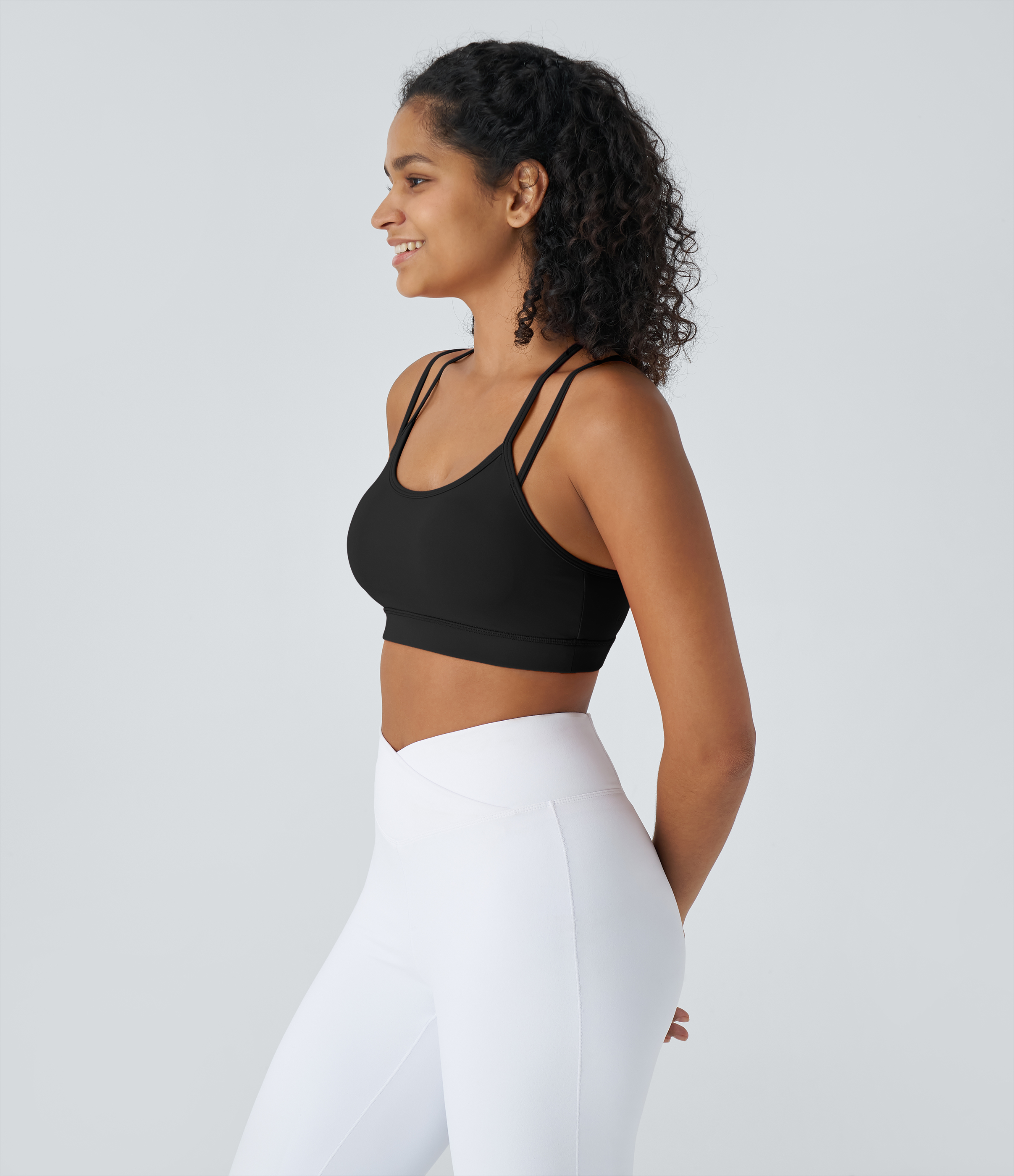 Halara  Softlyzeroв„ў Airy Low Support Backless Crisscross Cool Touch Yoga Sports Bra-UPF50+  - Black - L push up bra strapless bra 
