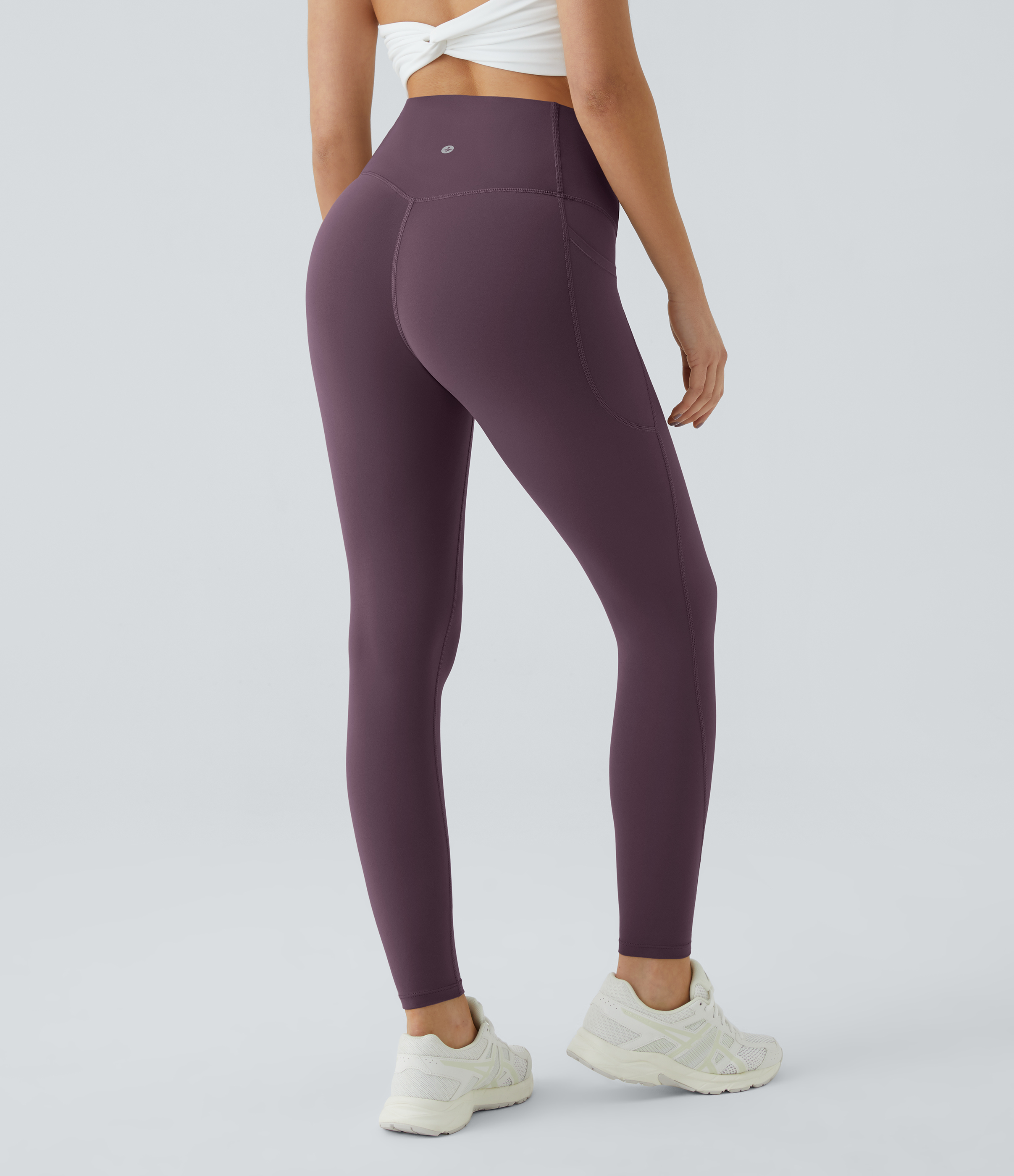 Halara SoCinched High Waisted Tummy Control Side Pocket Shaping Training UltraSculpt Leggings  - Night`s Purple - M(full_length) gym leggings 