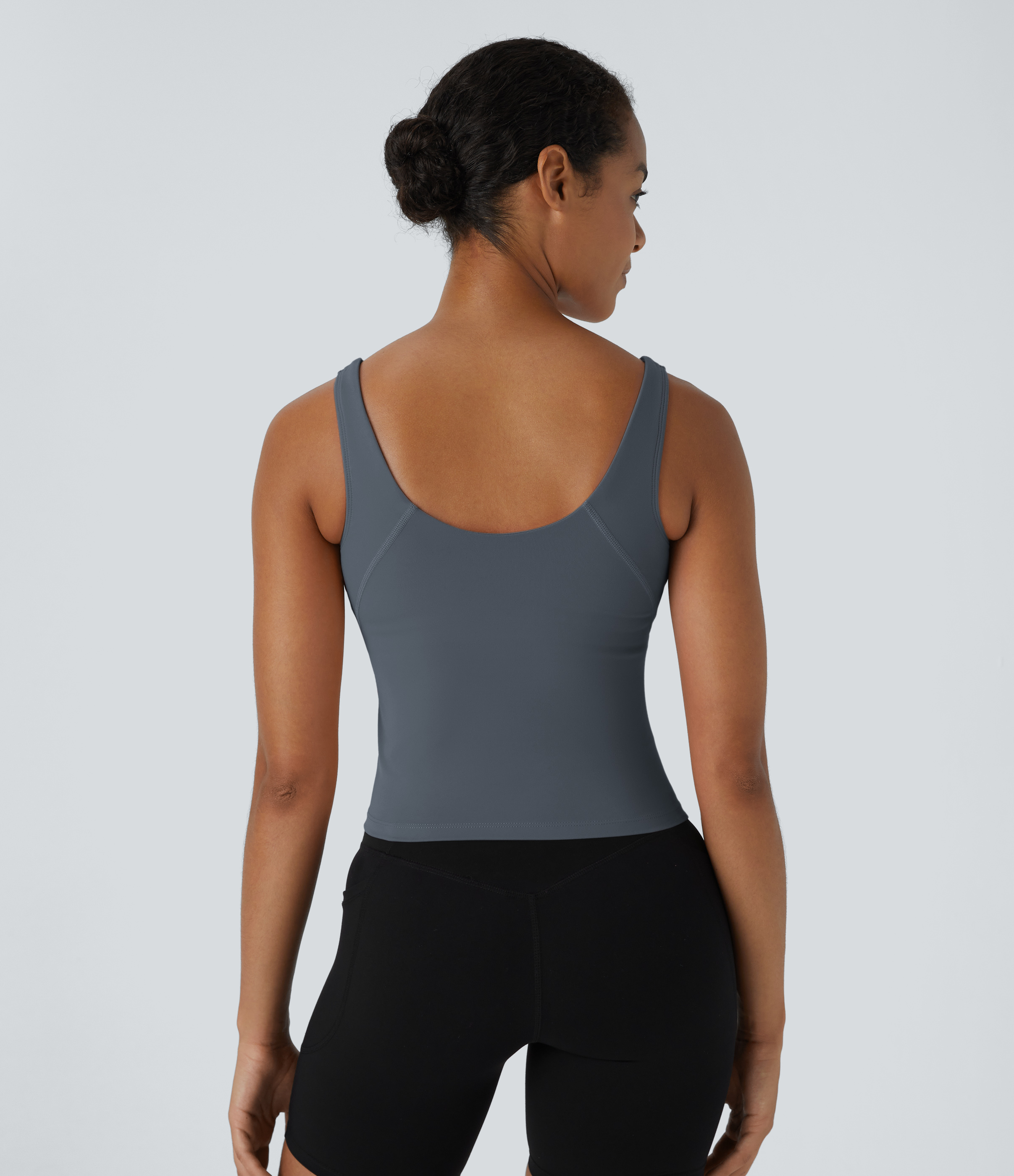 Halara Softlyzeroв„ў Plush Padded V Neck Plain Tank Top Tank Top - Turbulence - XL golf tops halter top tunic tops sleeveless tops backless top 
