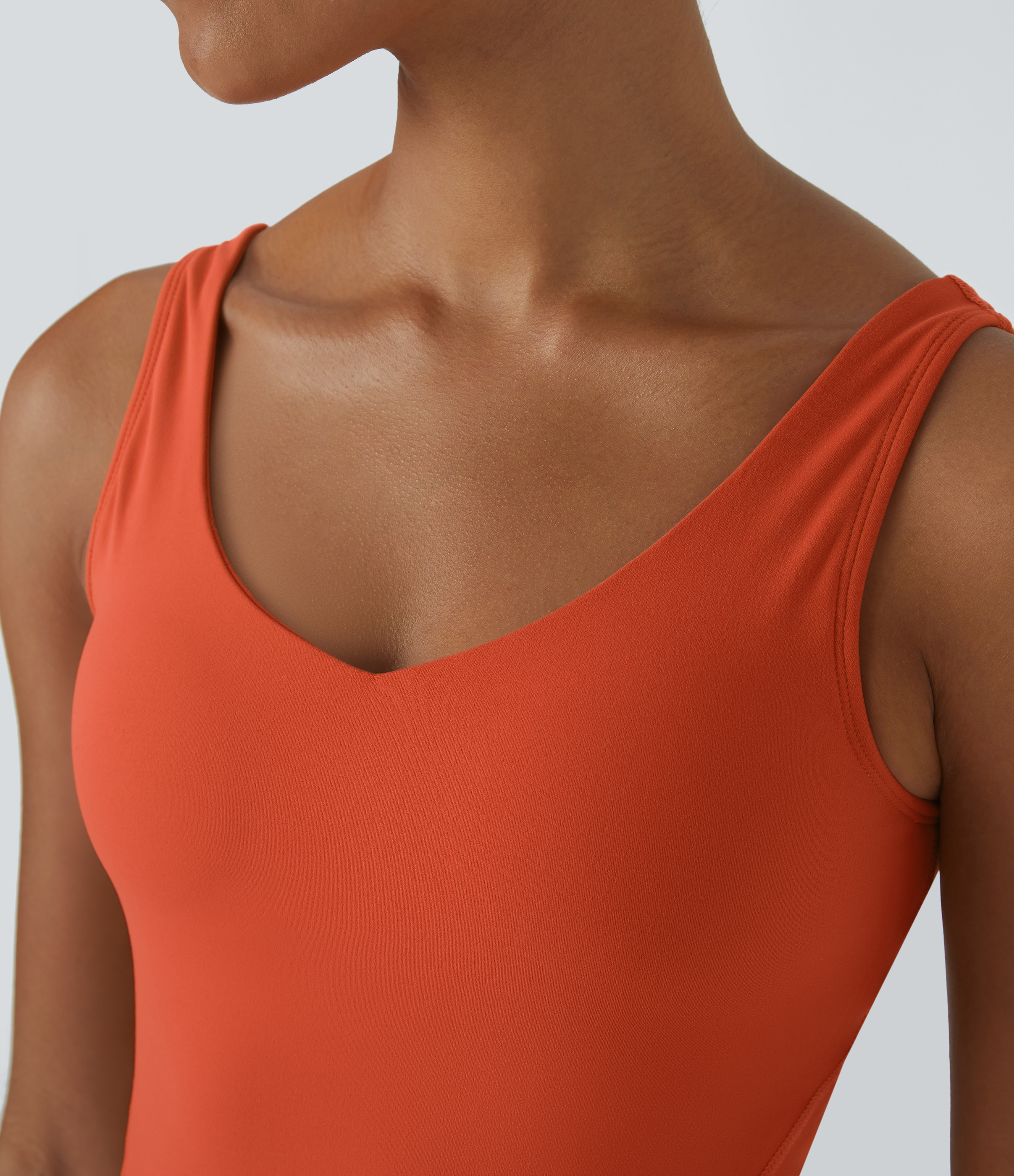 Halara Softlyzeroв„ў Plush Padded V Neck Plain Tank Top Tank Top - Tigerlily - XL golf tops halter top tunic tops sleeveless tops backless top 