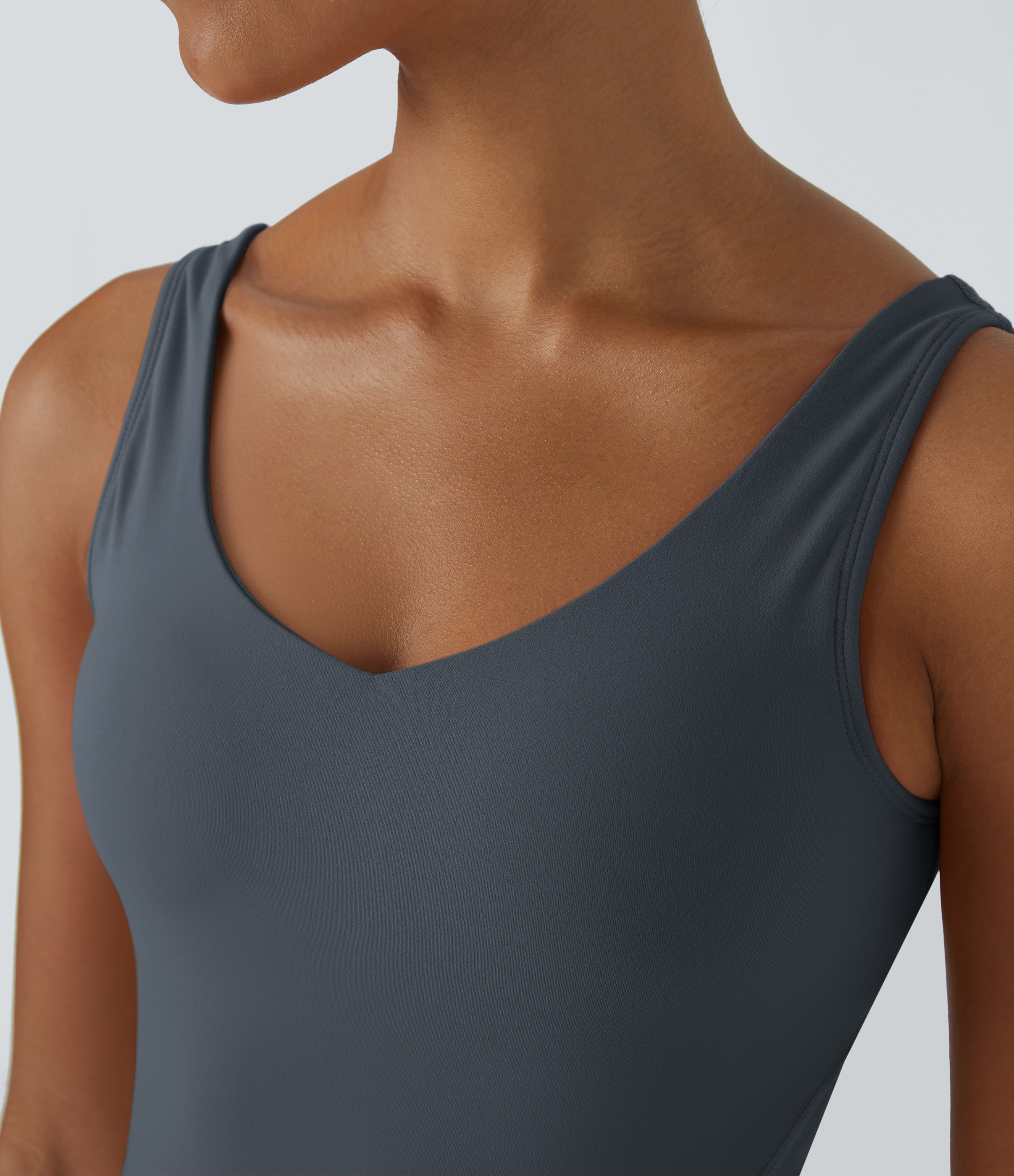 Halara Softlyzeroв„ў Plush Padded V Neck Plain Tank Top Tank Top - Turbulence - XL golf tops halter top tunic tops sleeveless tops backless top 