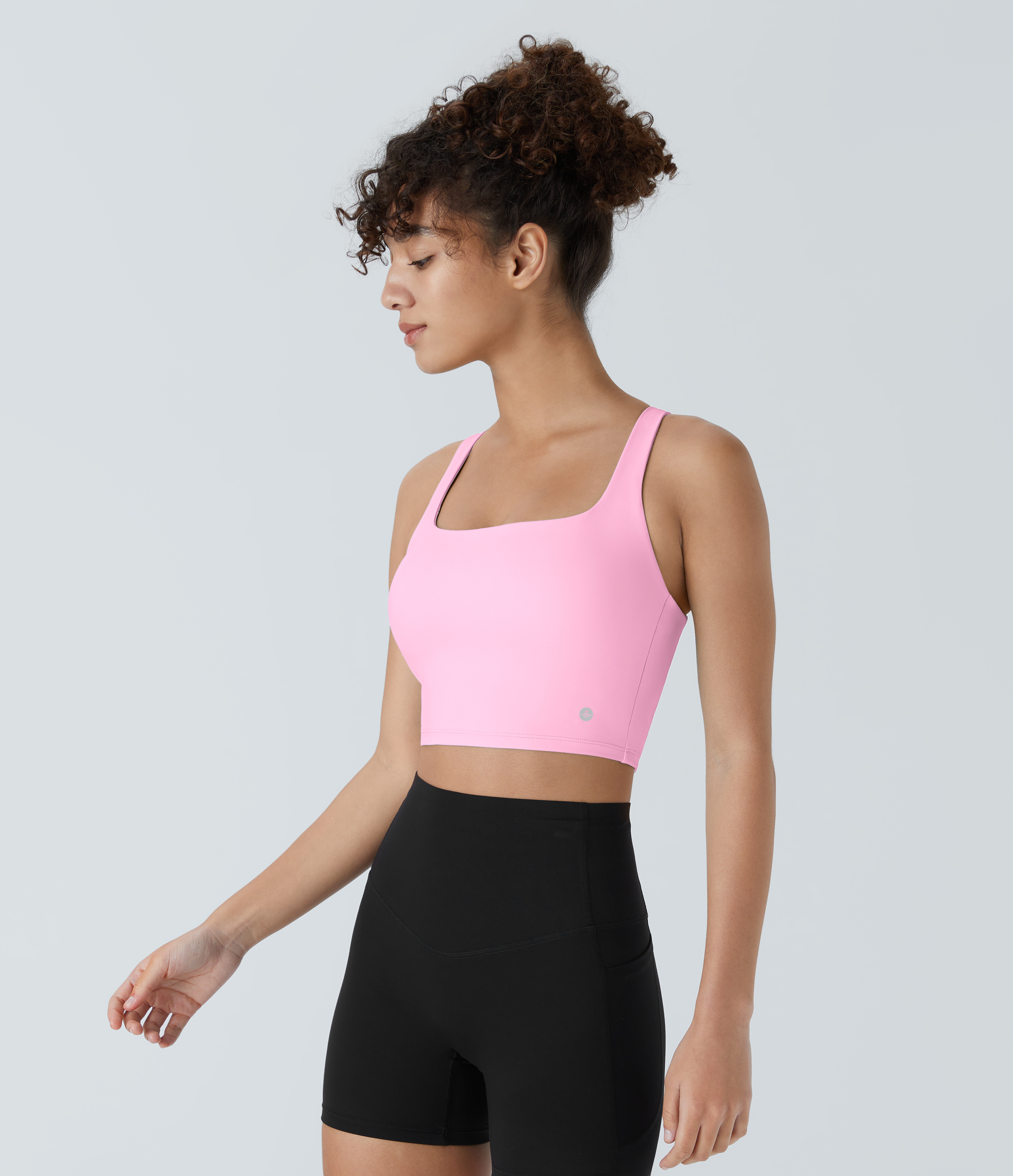 Halara Cloudfulв„ў Air Fabric Square Neck Backless Crisscross Cropped Cool Touch Yoga Tank Top Tank Top - Nosegay - M golf tops halter top 