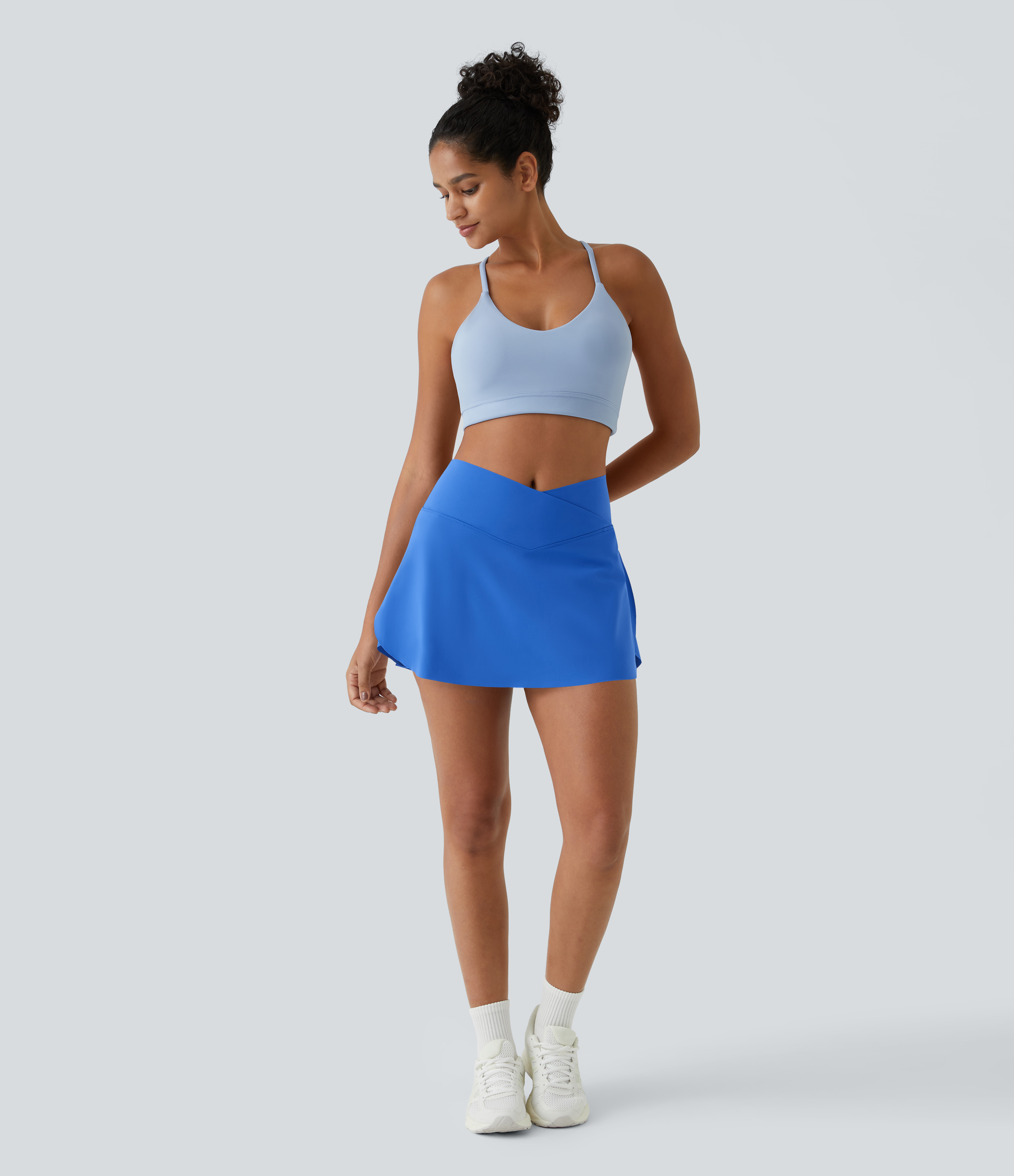 Halara Everyday Softlyzeroв„ў Airy Crossover 2-in-1 Side Pocket Cool Touch Mini Tennis Skirt-Lucid-UPF50+  - Elegant Blue - XS 
