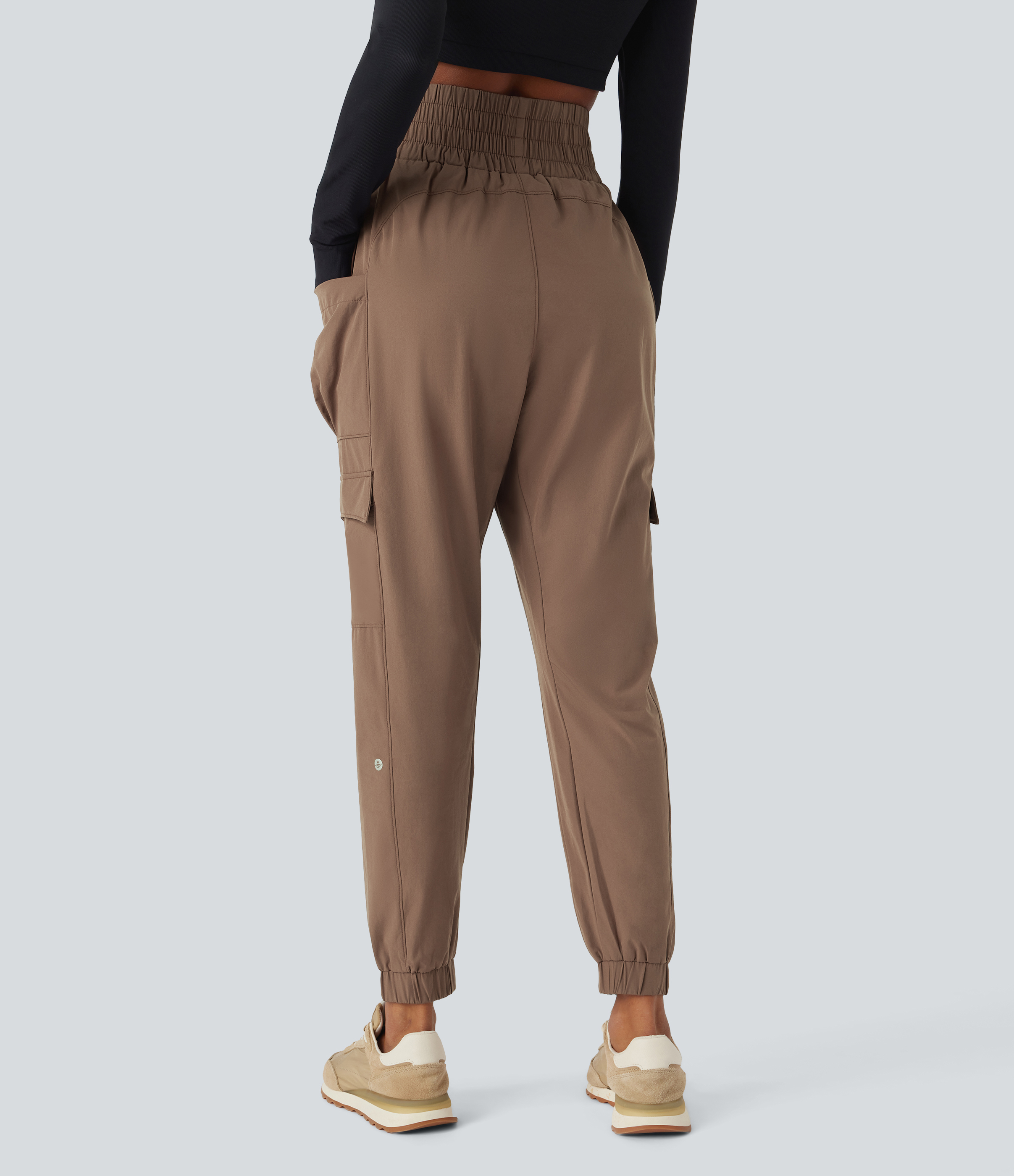 Halara Super High Waisted Foldover Plicated Multiple Pockets Hiking Cargo Joggers  - Muted Brown - M(regular) 