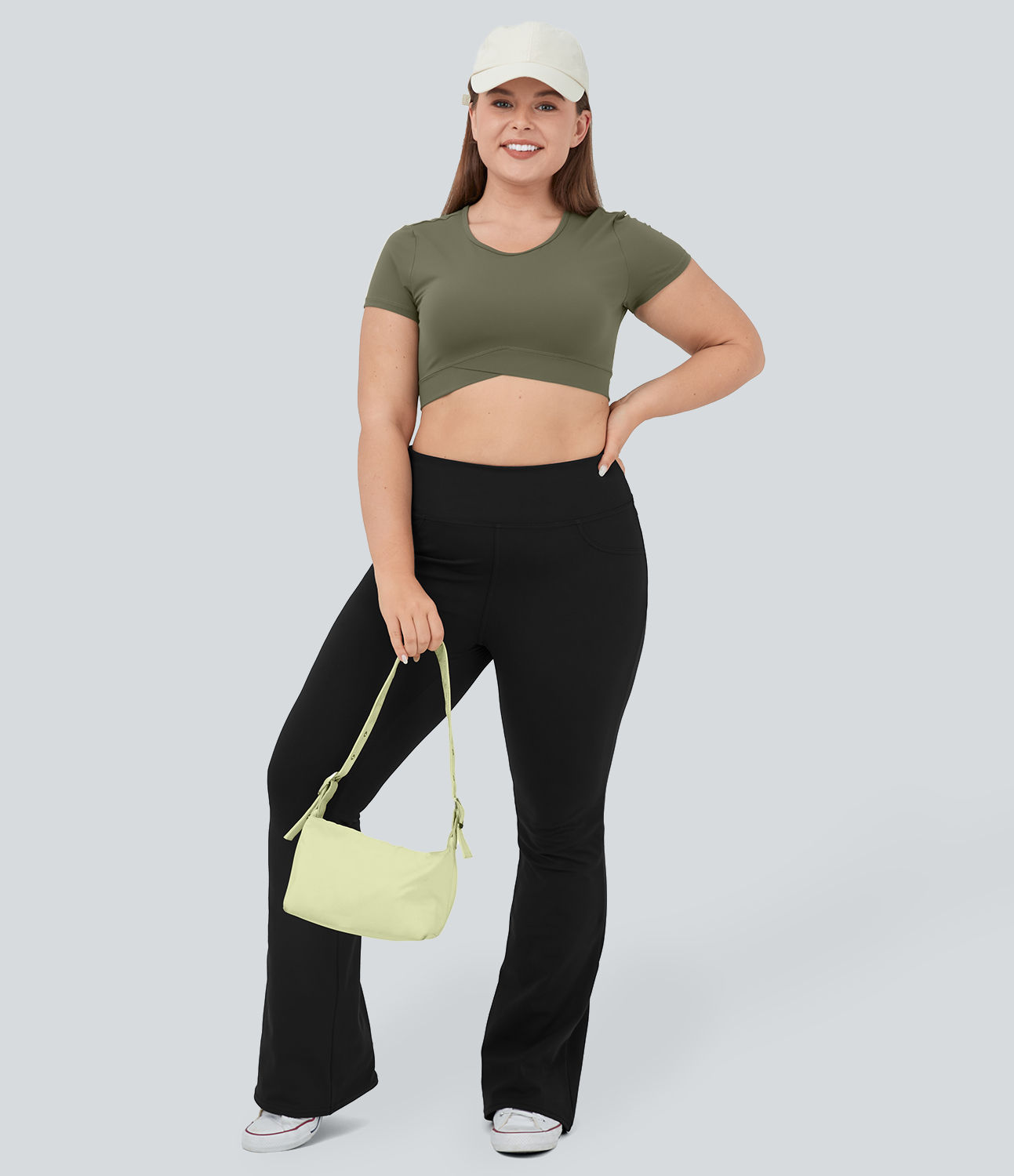 Halara High Waisted Back Pocket Flare Yoga Plus Size Leggings  - Black - 2X(regular) 