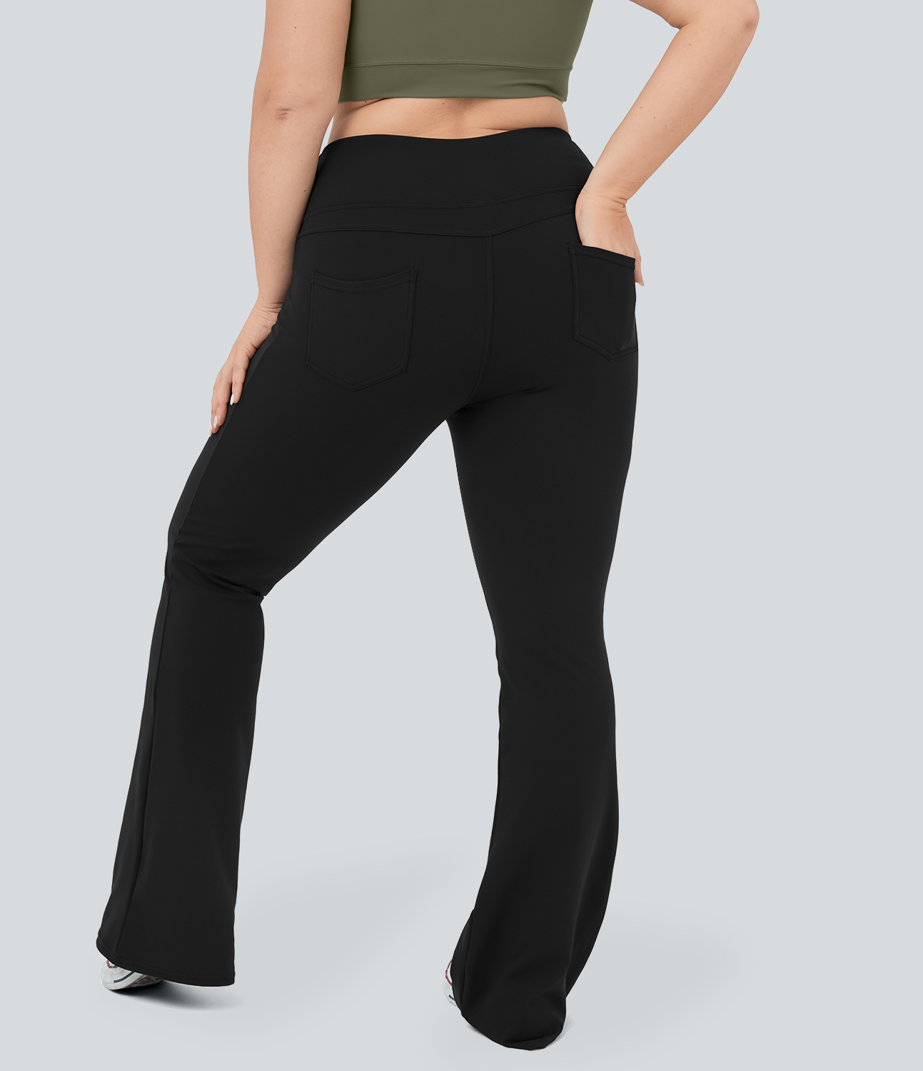 Halara High Waisted Back Pocket Flare Yoga Plus Size Leggings  - Black - 2X(regular) 