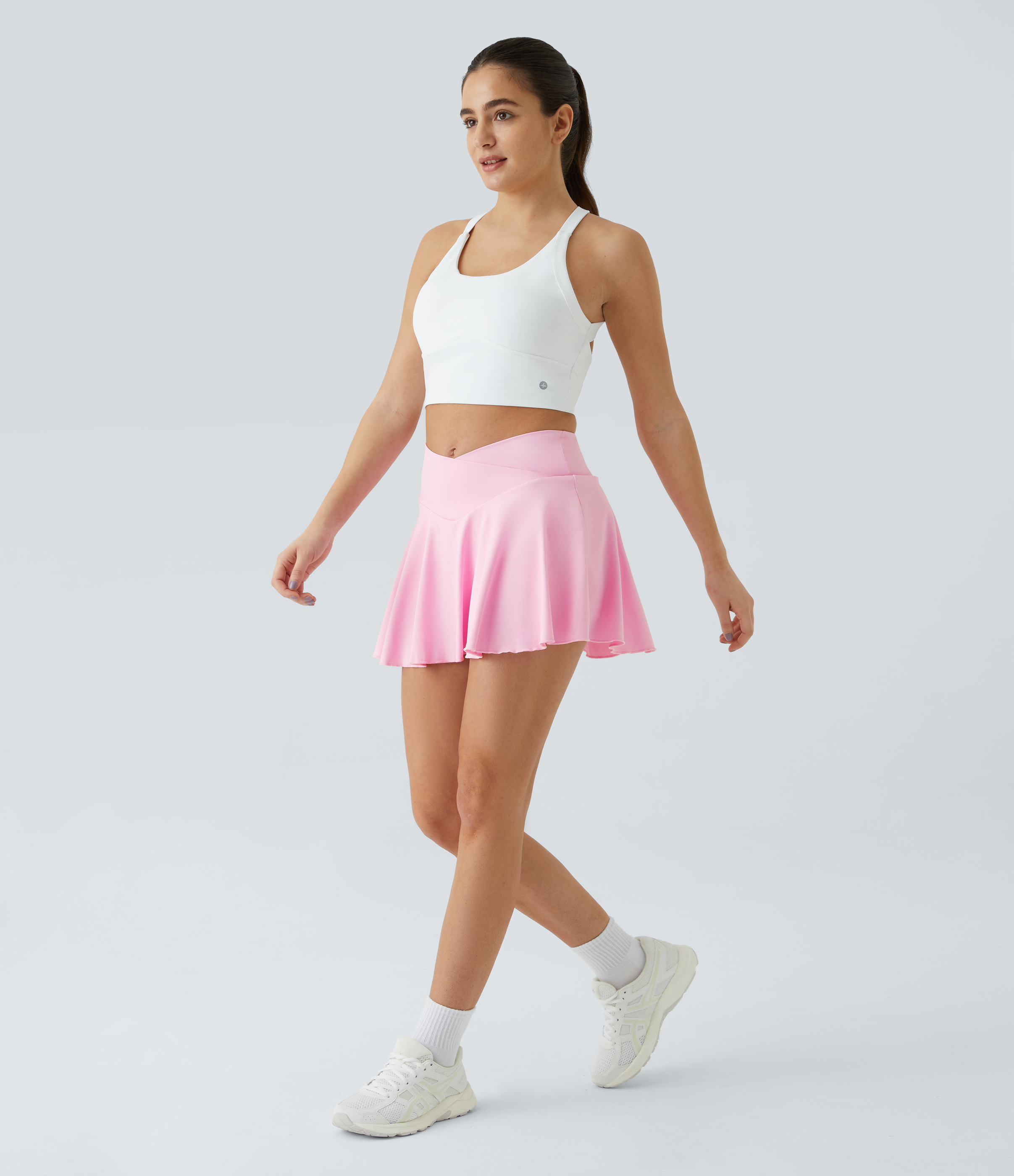 Halara Softlyzeroв„ў Airy Comfy High Waisted Crossover 2-in-1 Side Pocket Flare Cool Touch Tennis Skirt  - Nosegay - L midi skirt a line skirt 