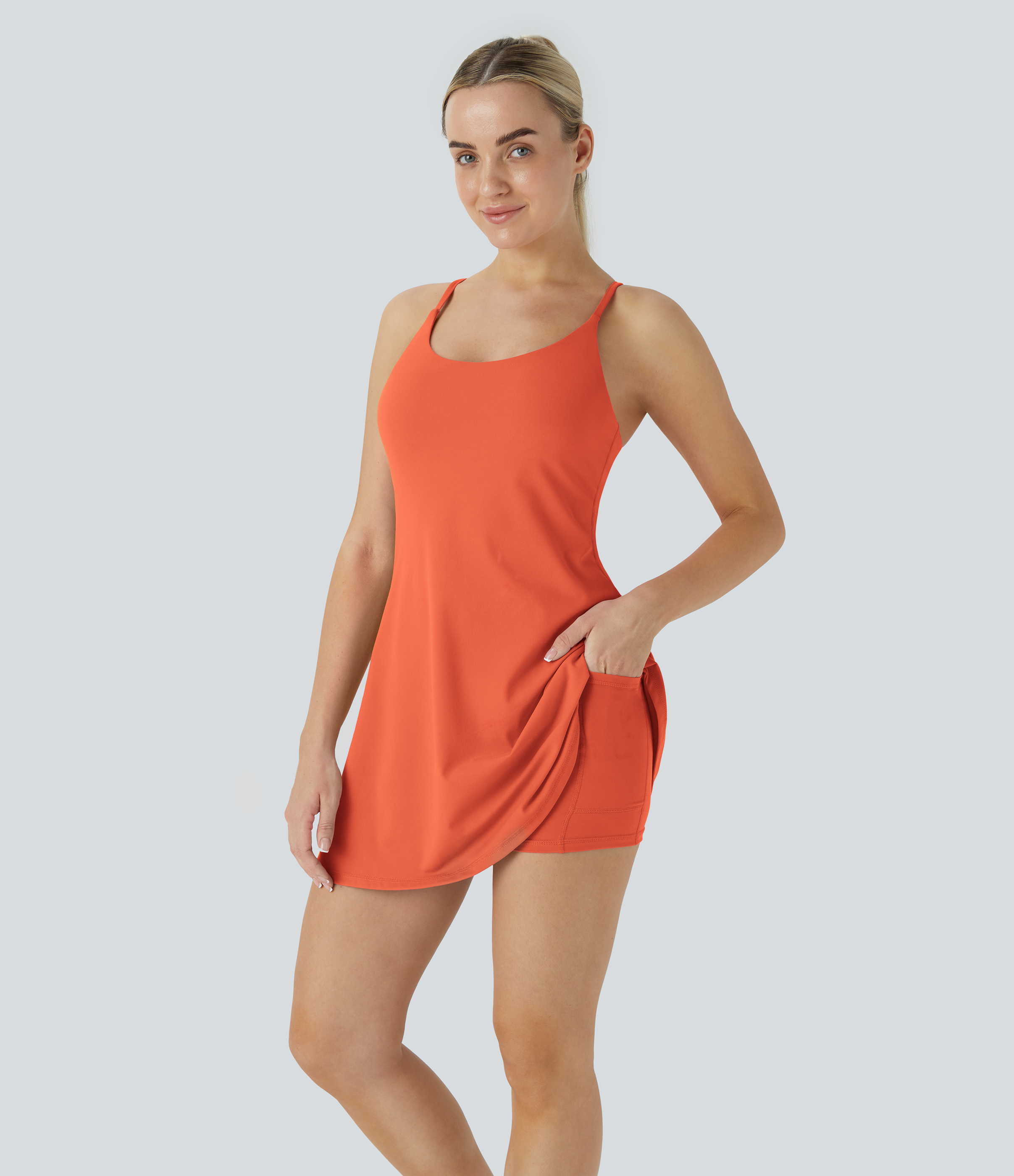 Halara Softlyzeroв„ў Plush Backless Active Dress Workout Dress - Tigerlily - M 