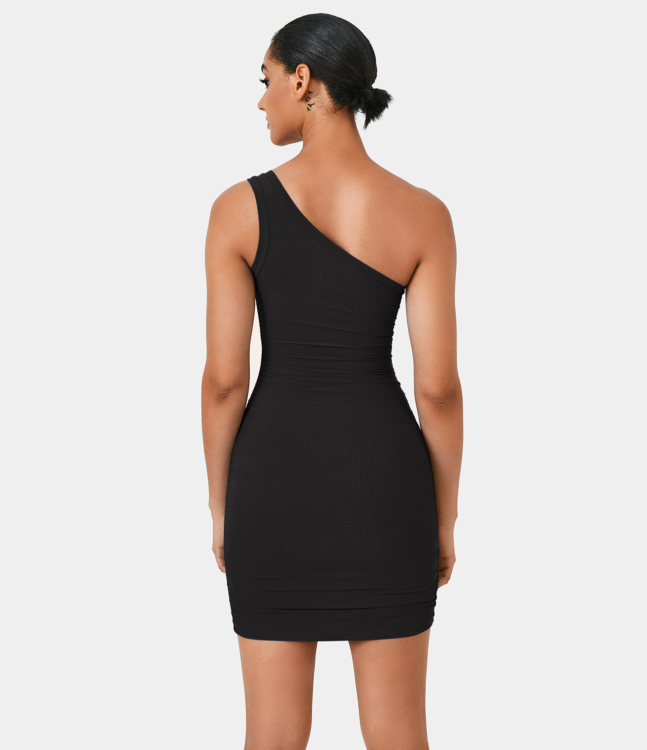 Women's One Shoulder Sleeveless Ruched Mini Dress - HALARA